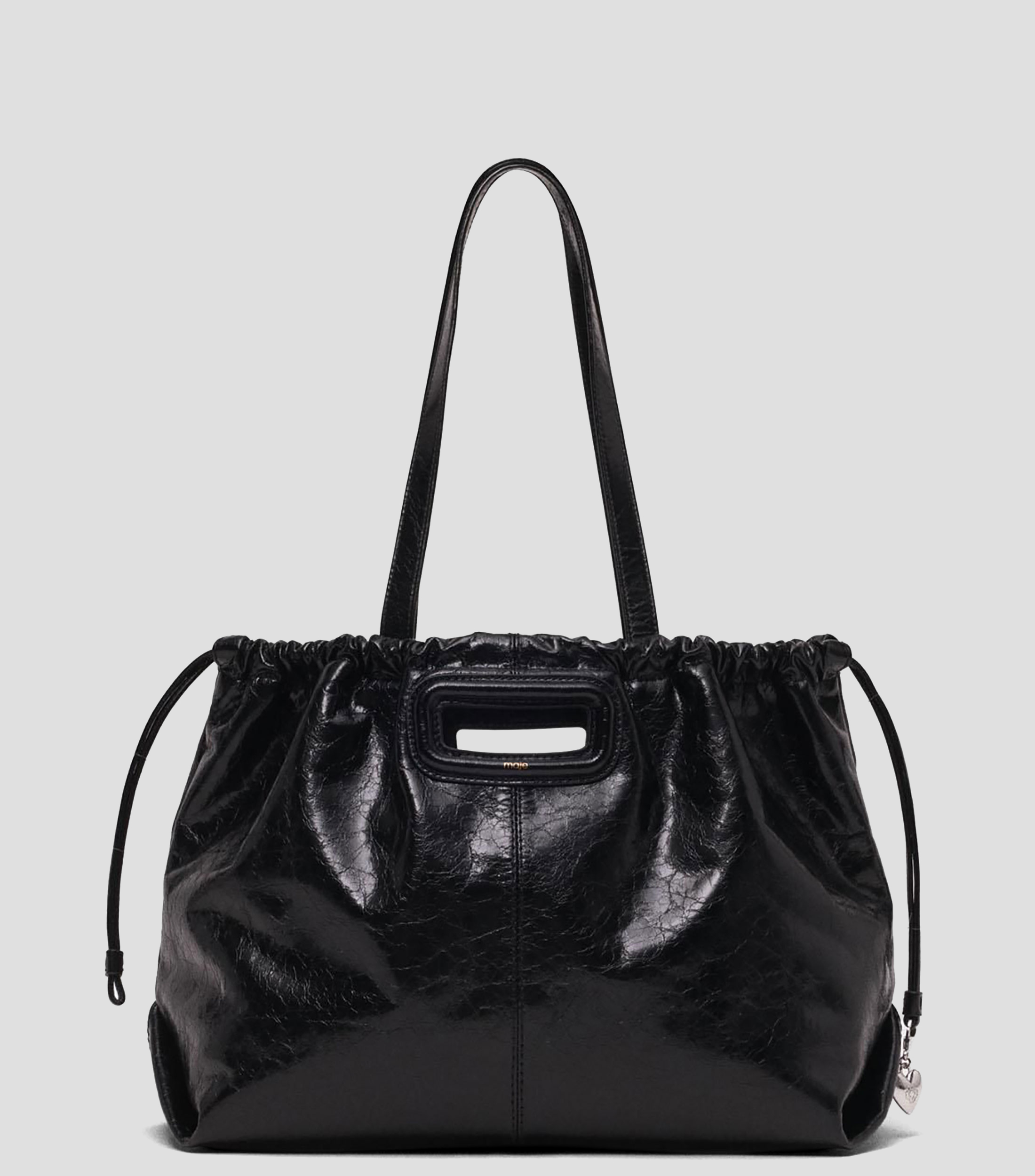 Bolsa tote negra en piel lisa Mujer