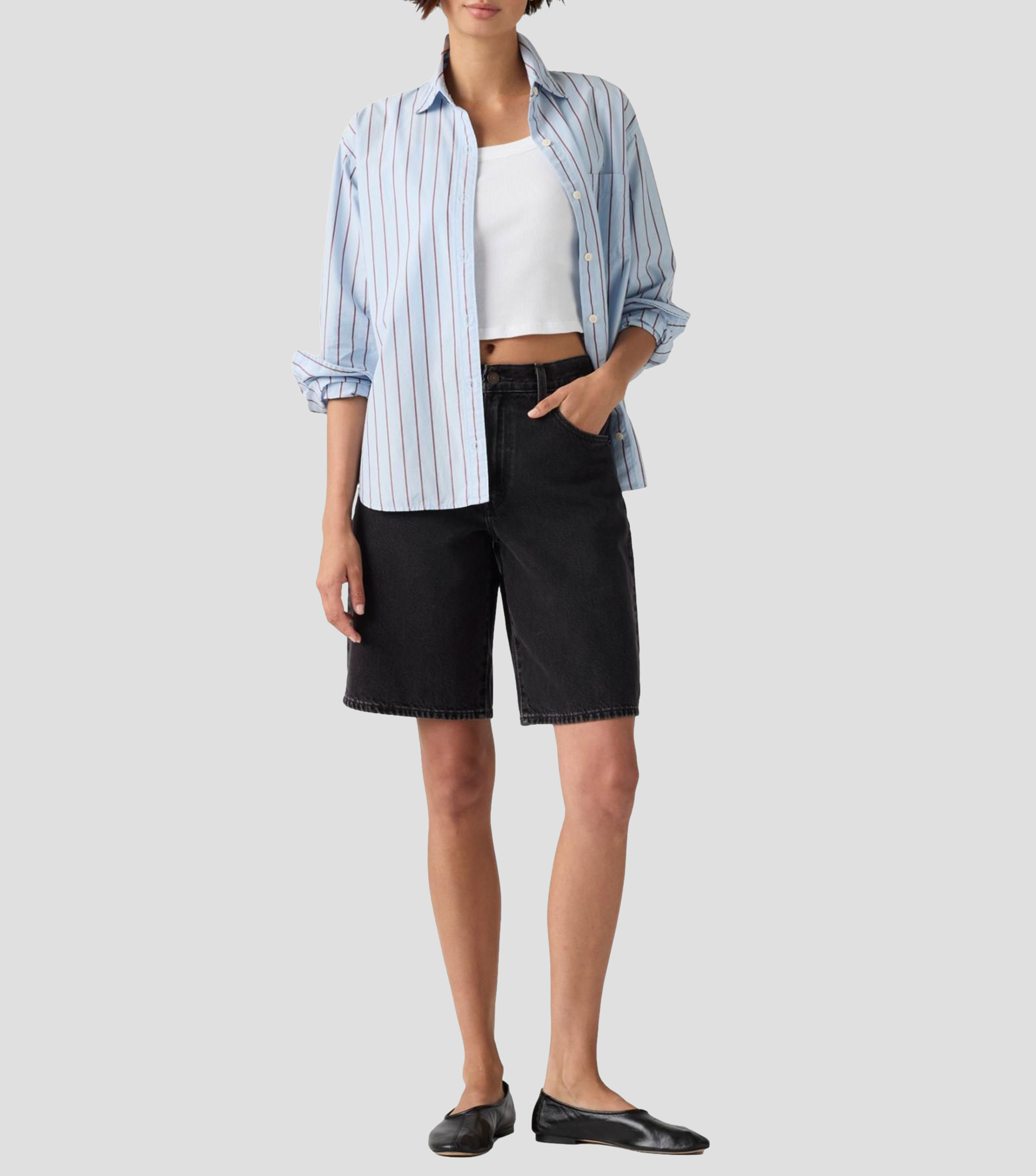 Short de mezclilla liso Mujer