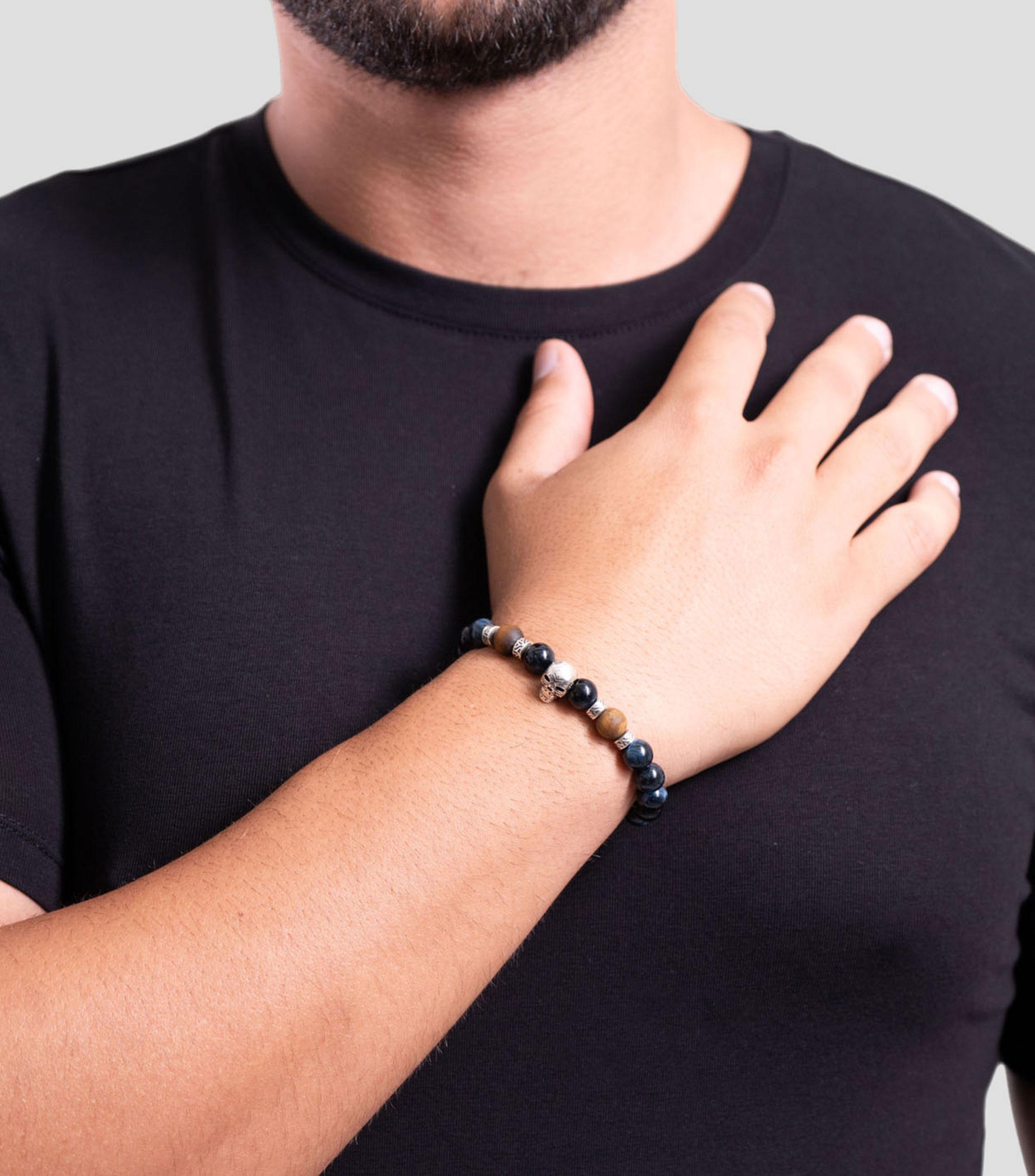 Brazalete con piedra ojo de tigre Hombre