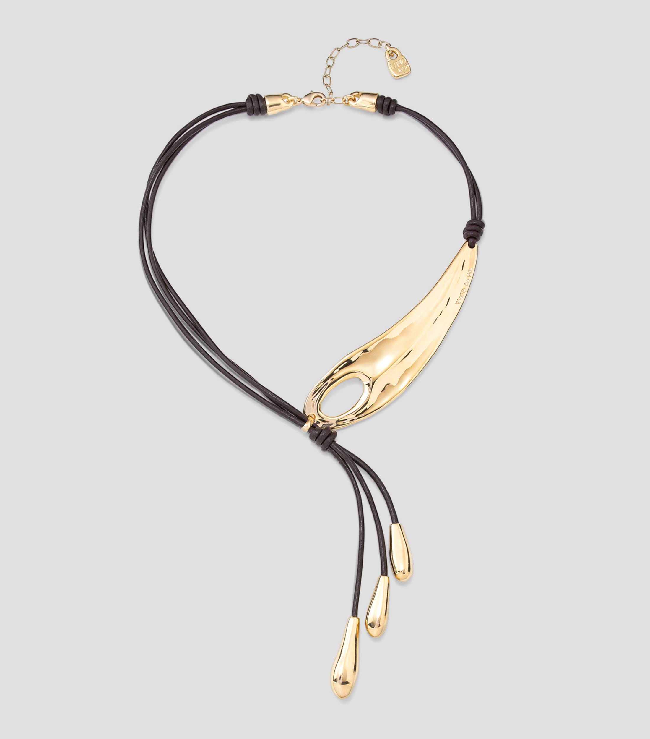Collar corto en piel cafe oscuro con ala Big-Leaf Radiant Mujer