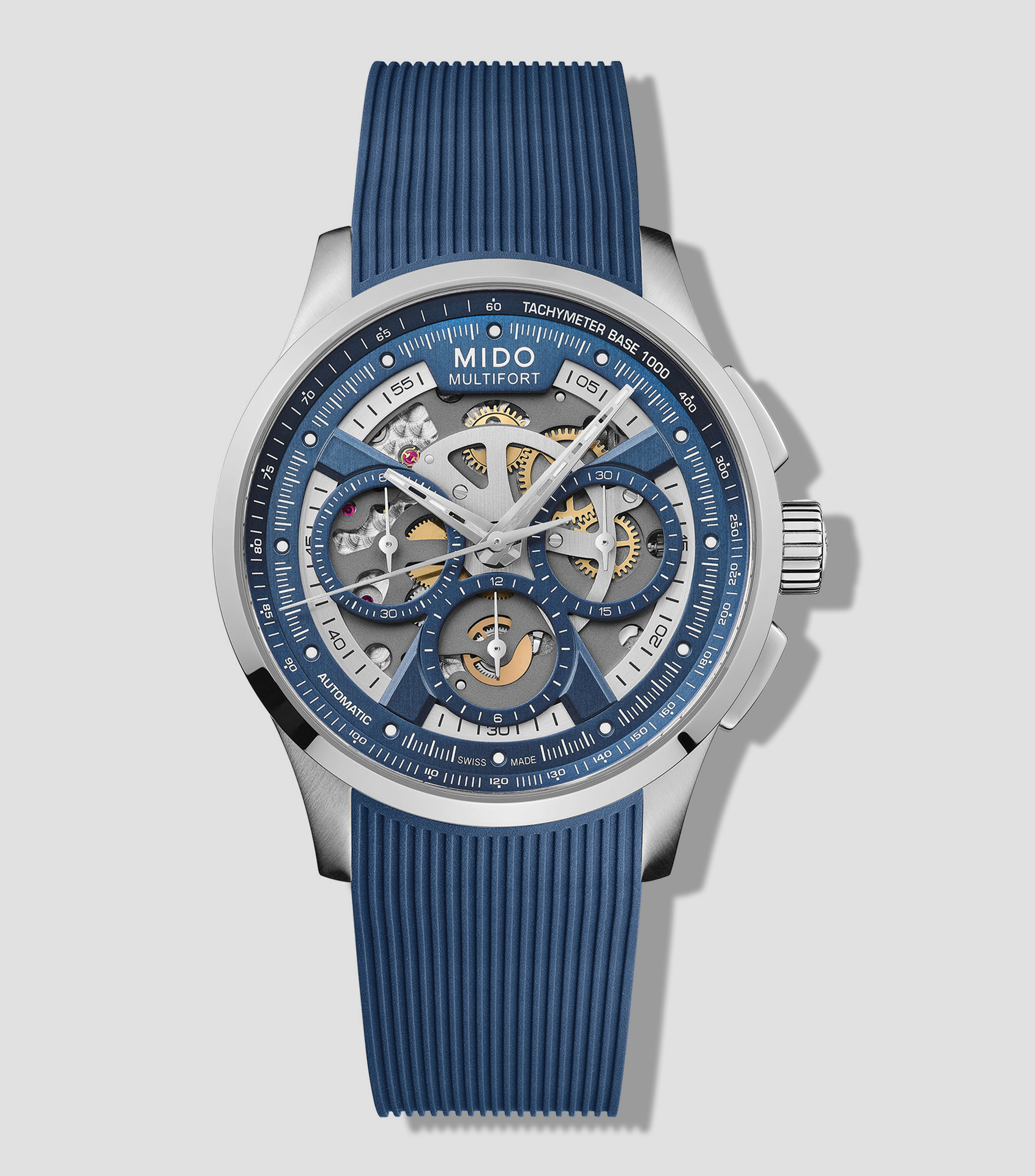 Reloj para Hombre Multifort Skeleton Chronograph Deportivo Plateado, Azul