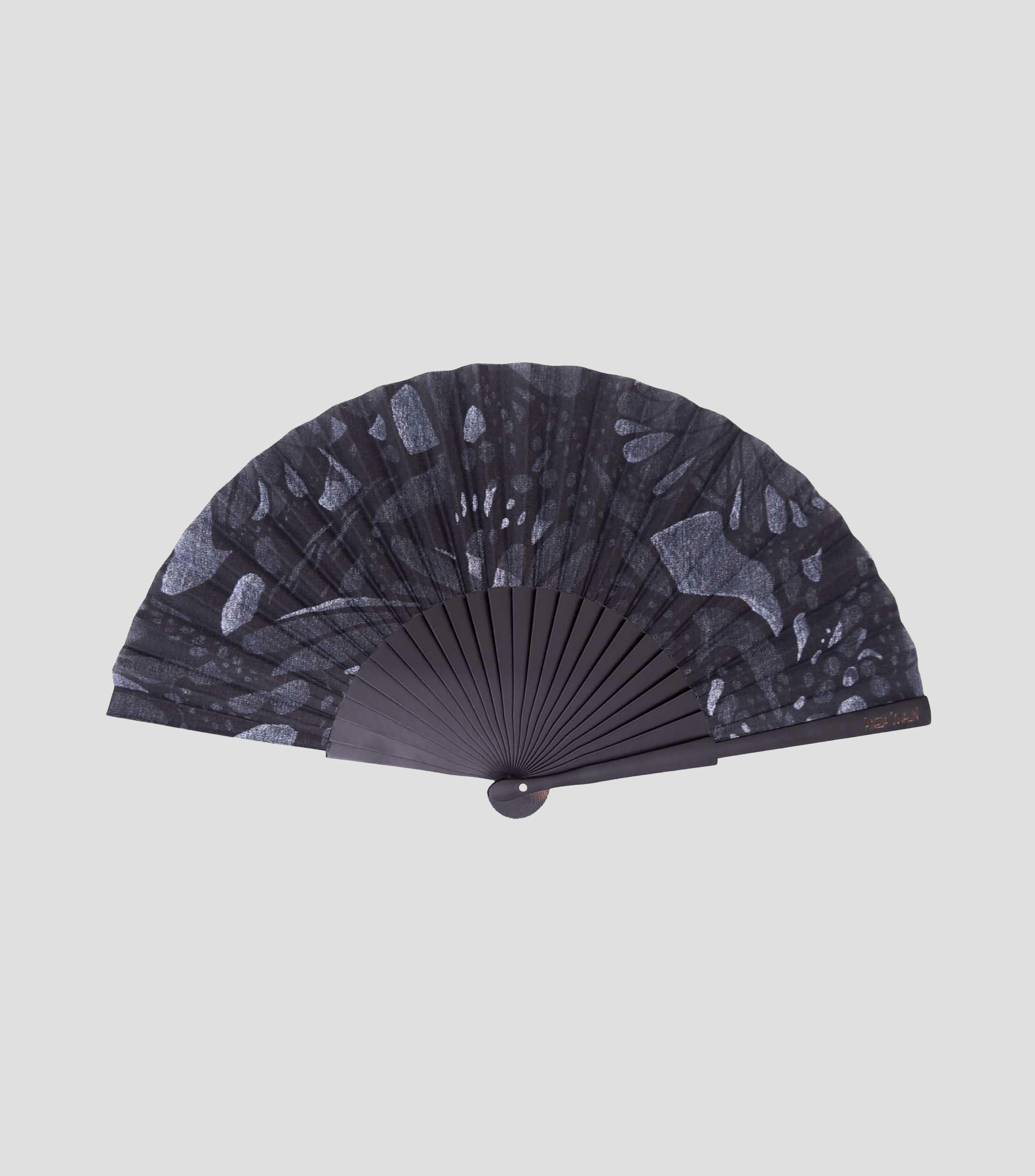 Abanico gris con negro Vuelo Mariposa Mujer