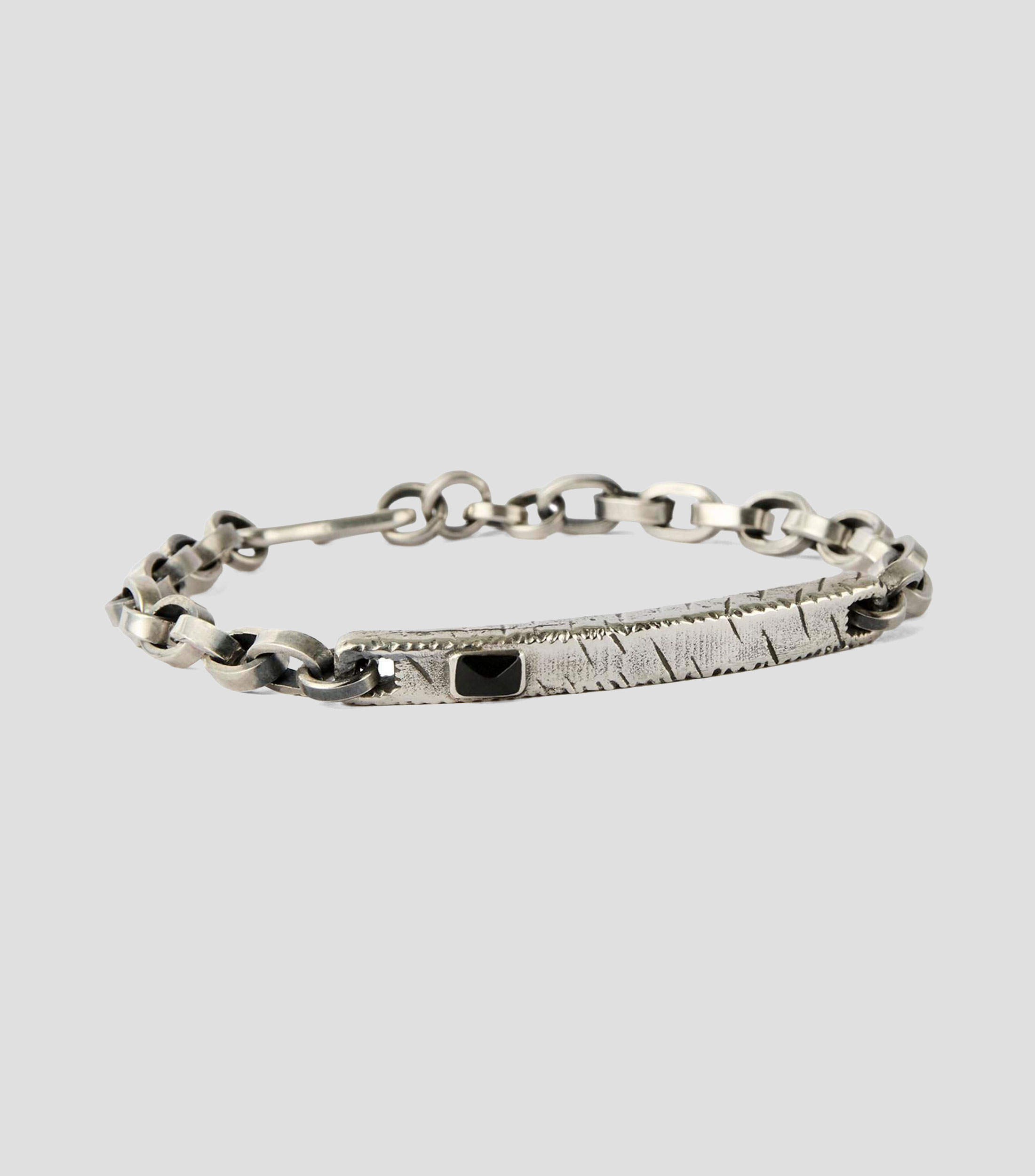 Esclava ajustable rústica en plata .925 con zirconia Unisex