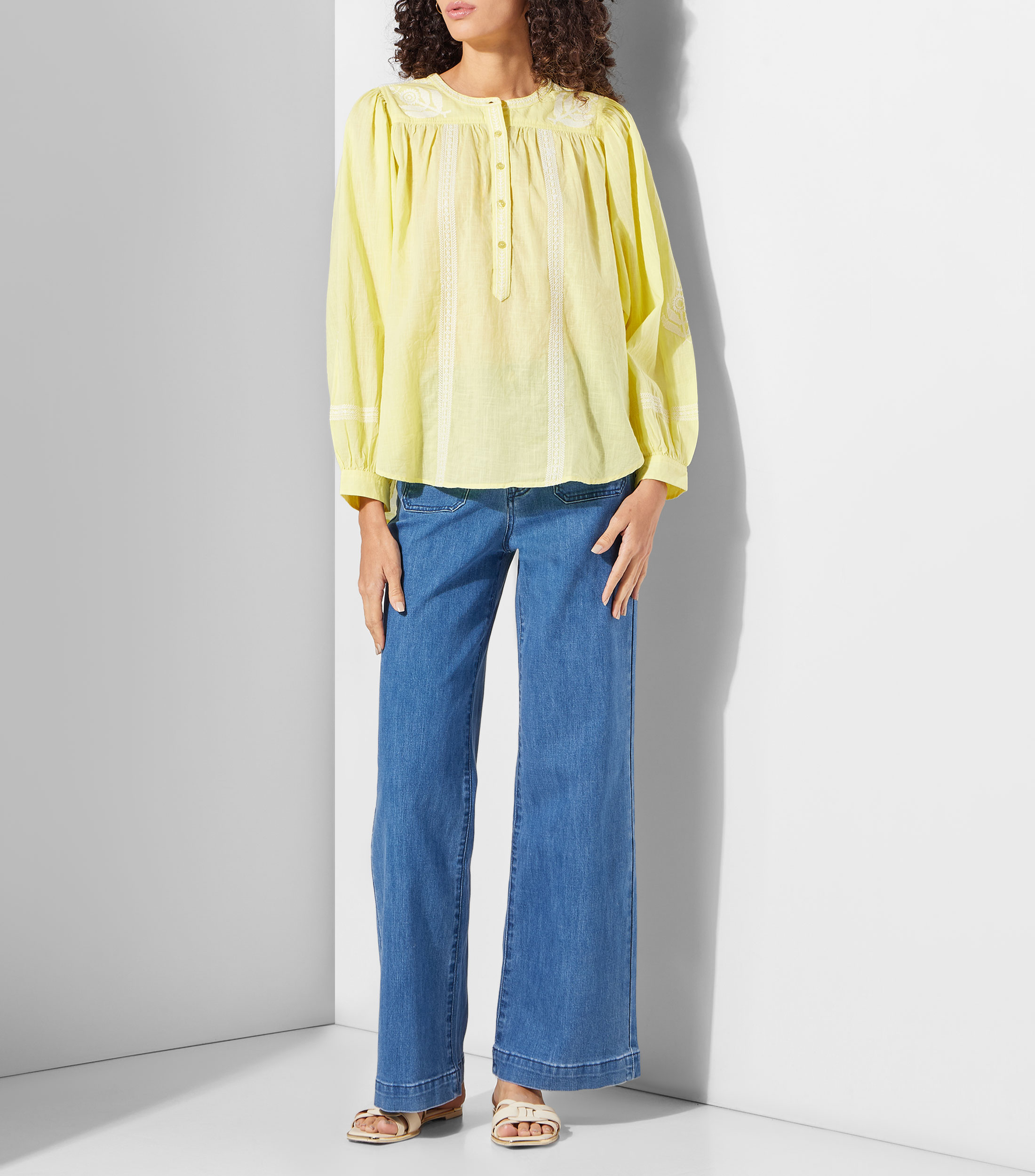 Blusa sólida manga larga Mujer