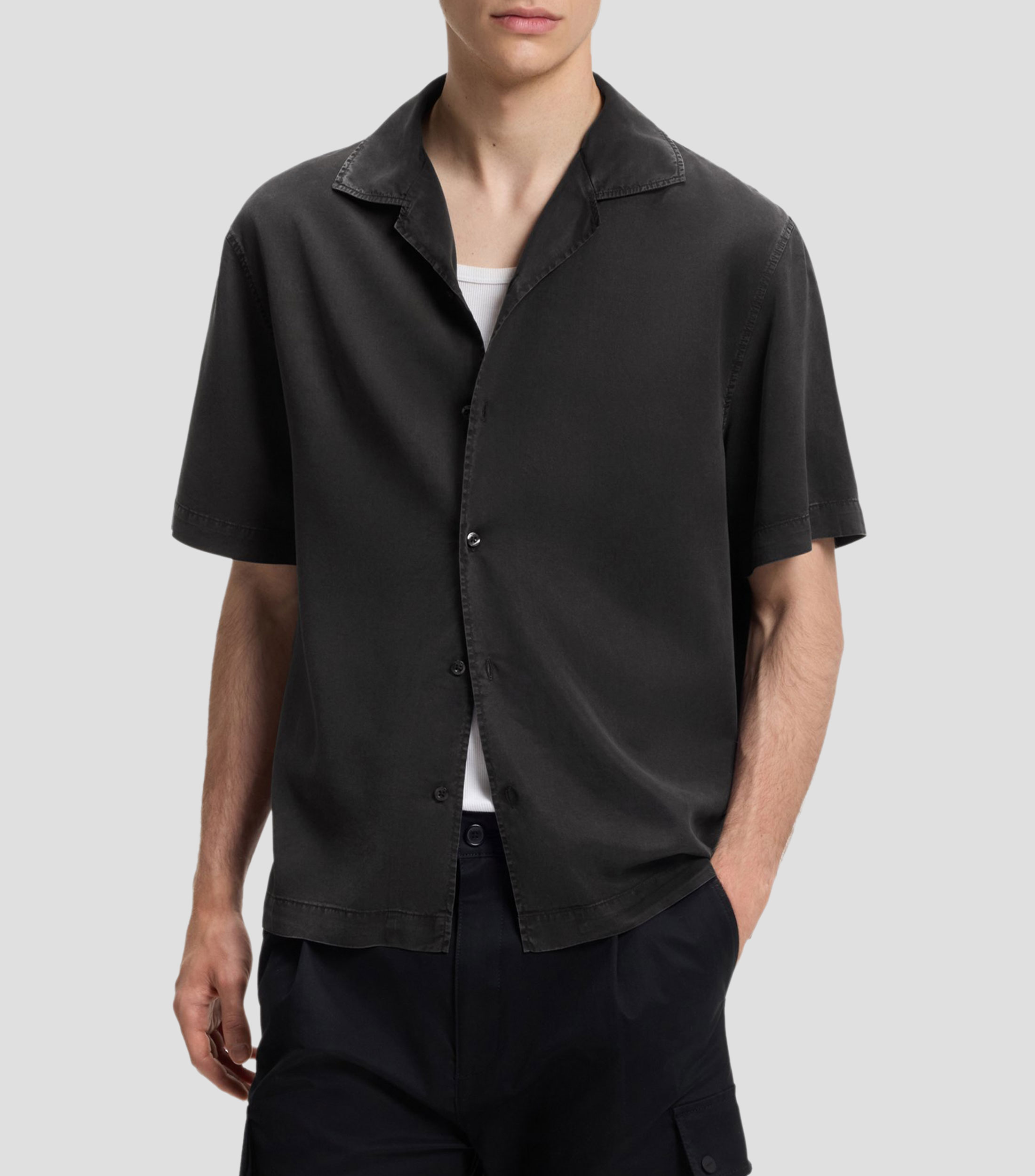 Camisa lisa manga corta Hombre