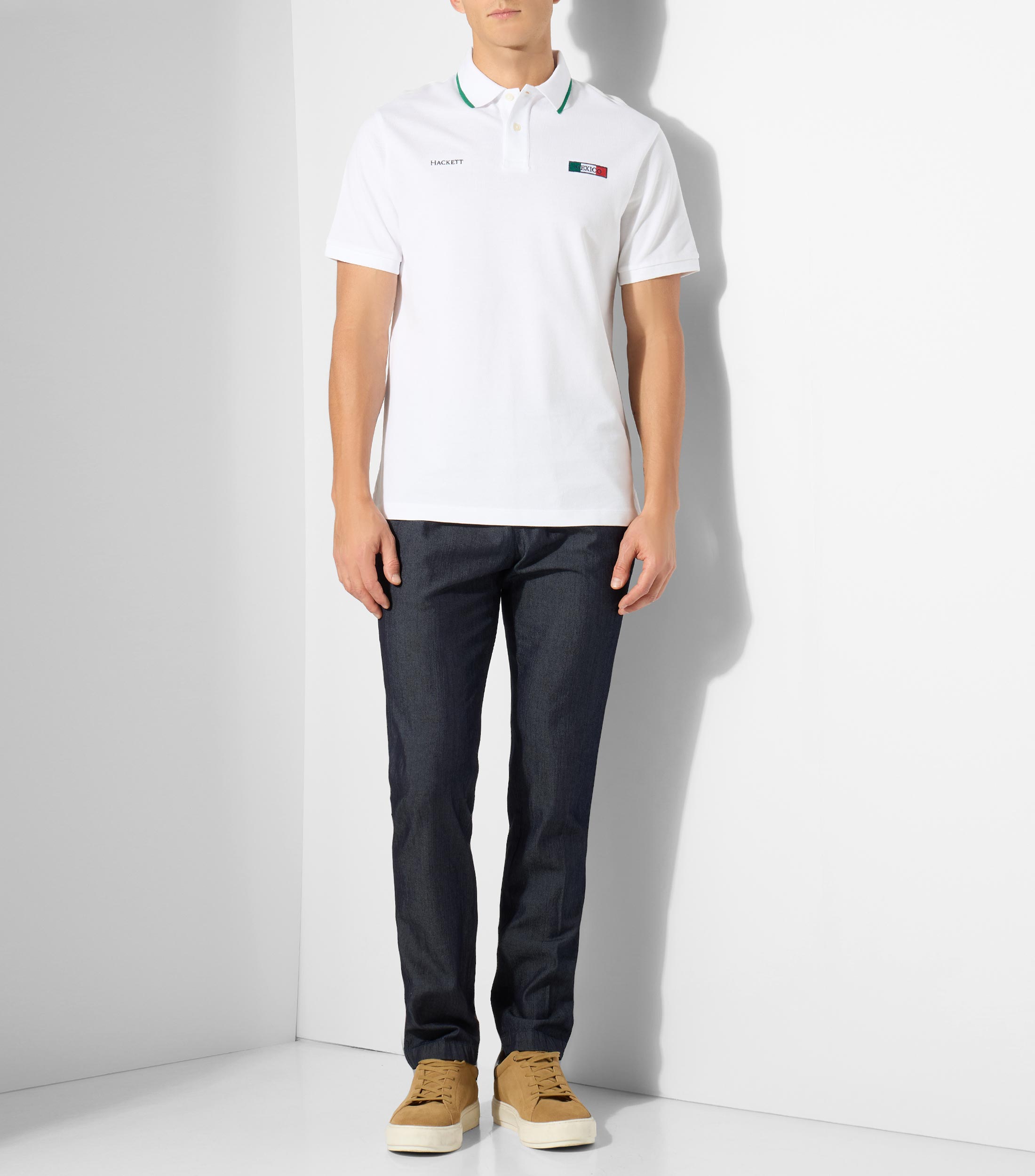 Playera tipo polo manga corta lisa Hombre