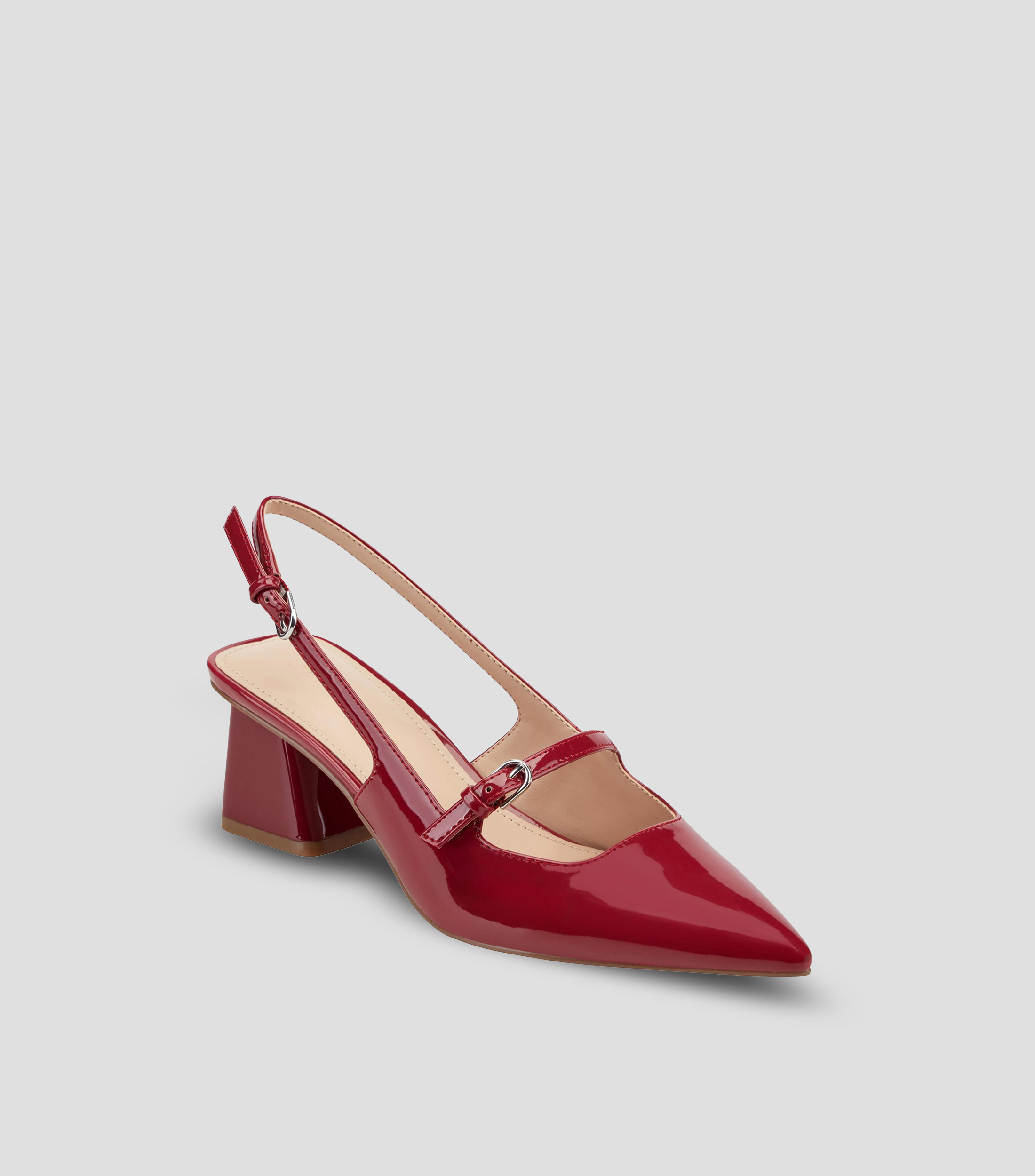 Zapatillas slingback con tacón bajo cuadrado Mujer