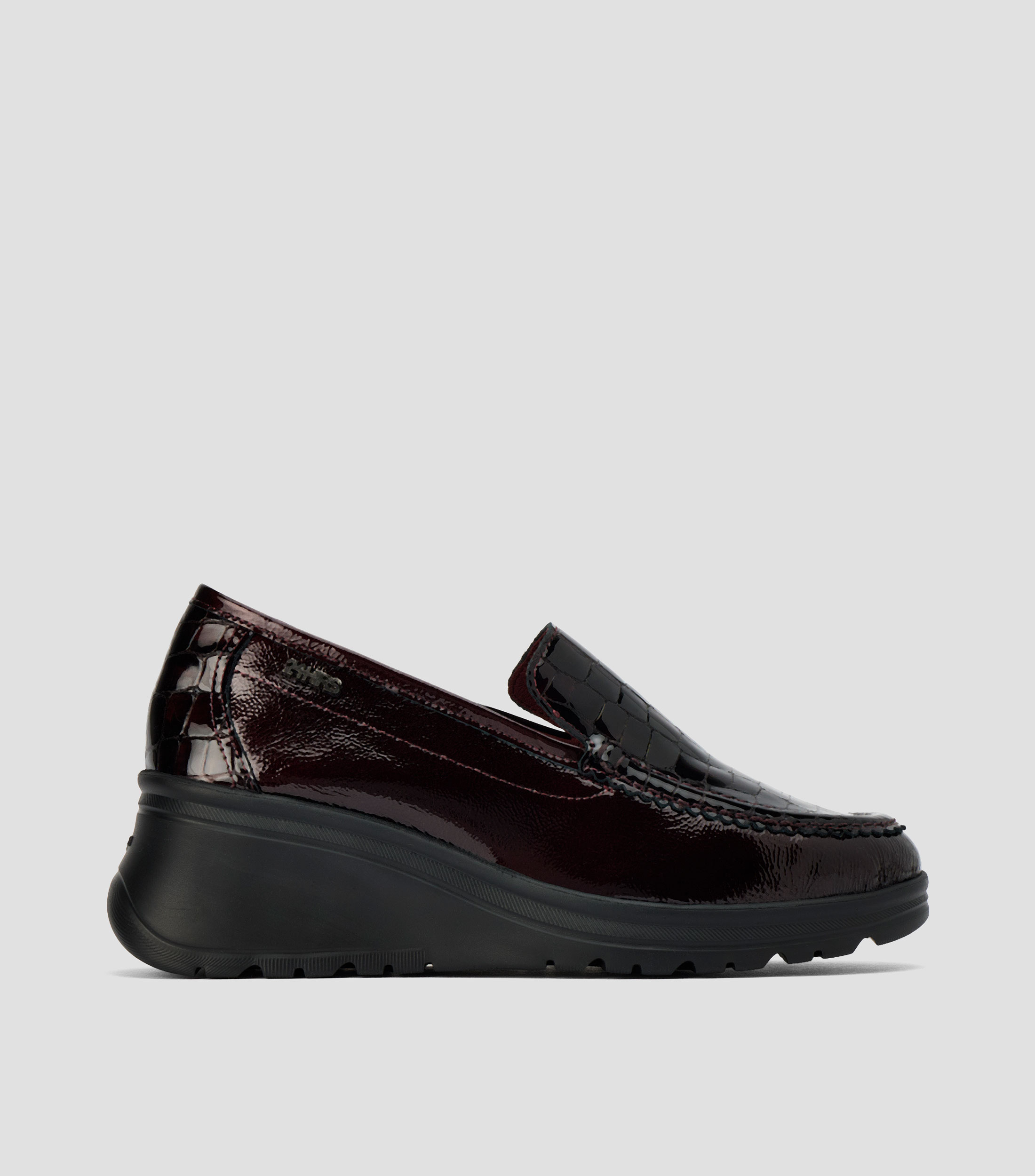Zapatos casuales de tacón madiano ancho en piel Mujer
