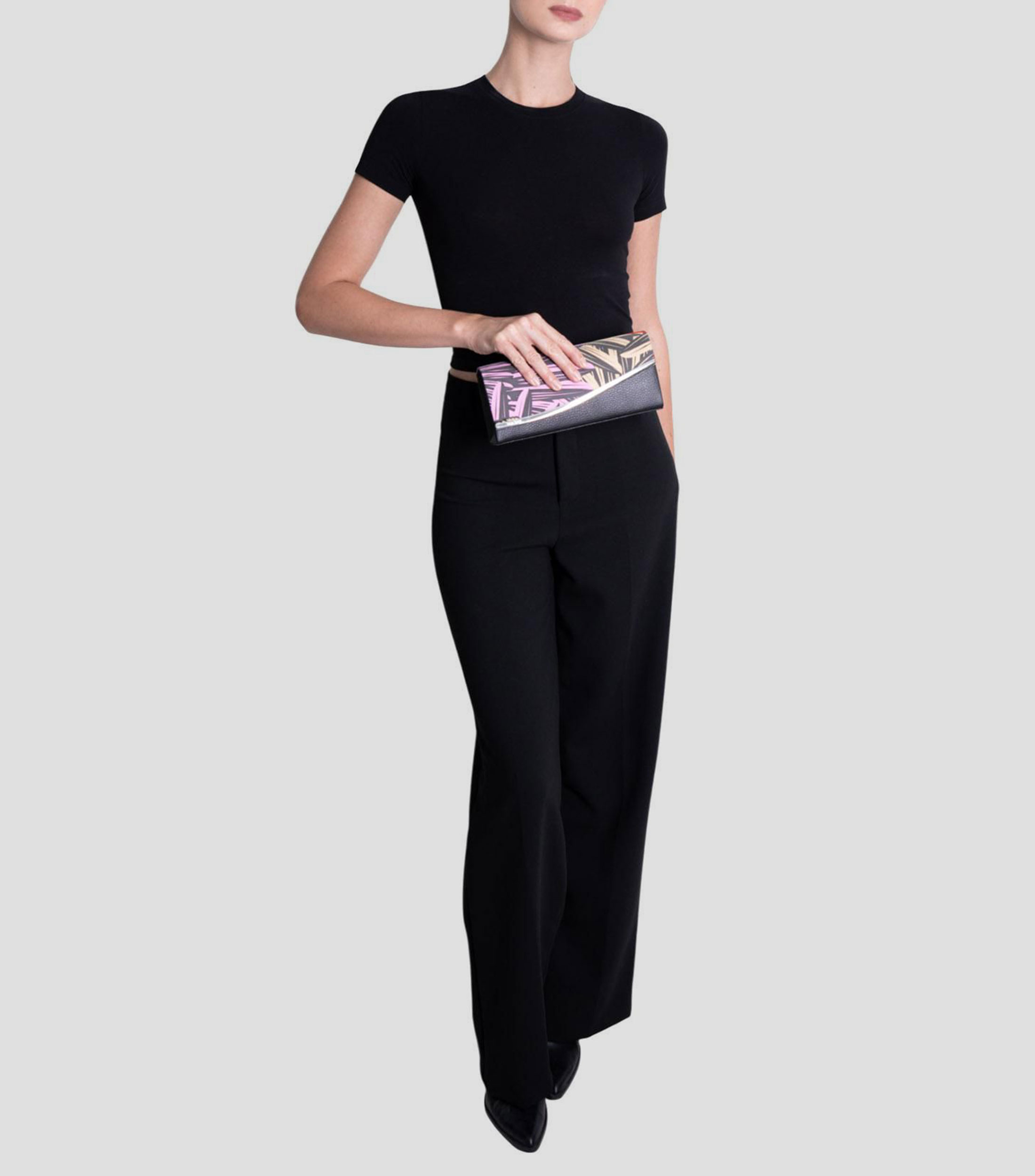 Bolsa clutch en piel rojo con morado Torogoz estampada Mujer