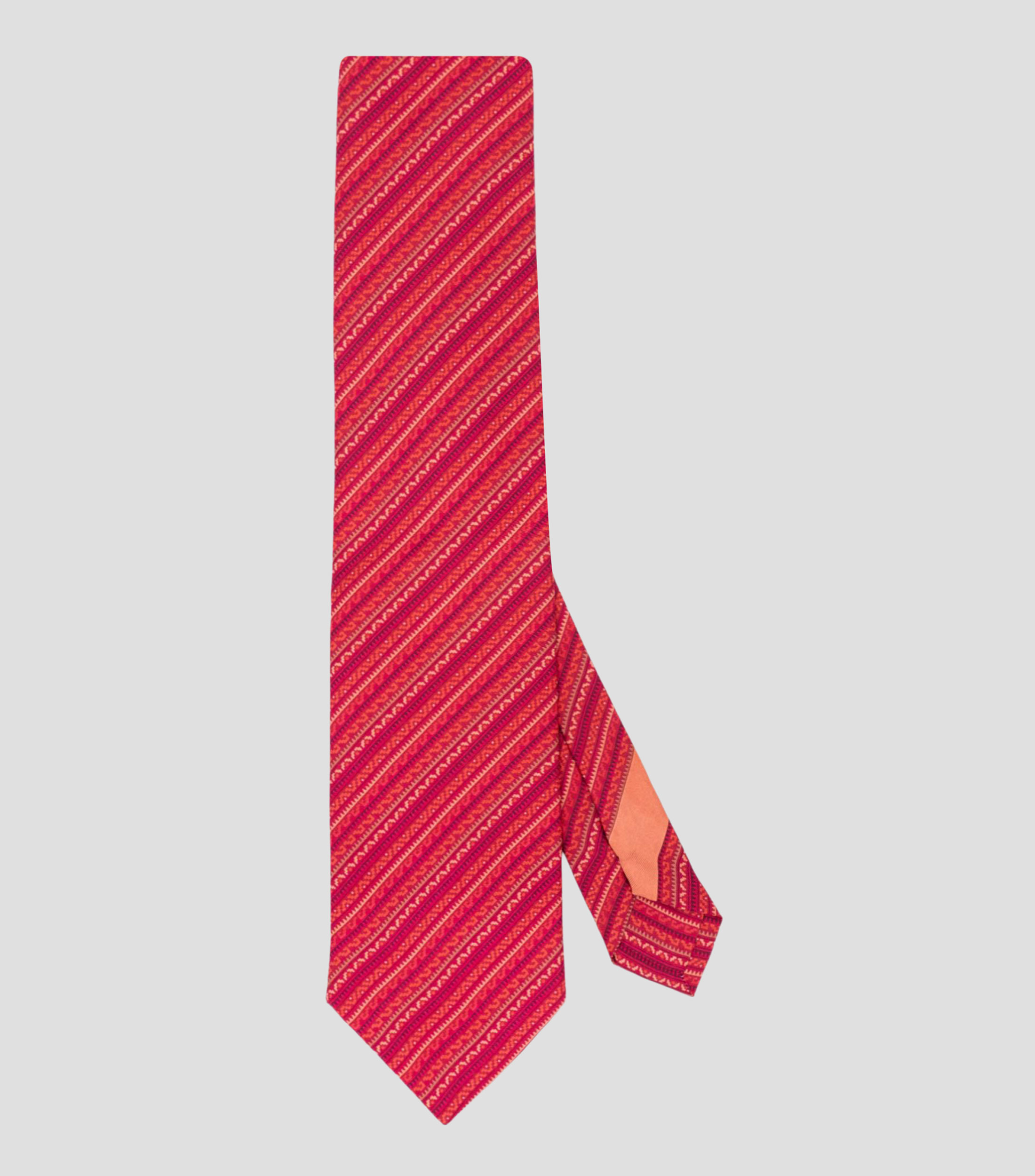 Corbata ancha de seda roja con grecas prehispánicas
