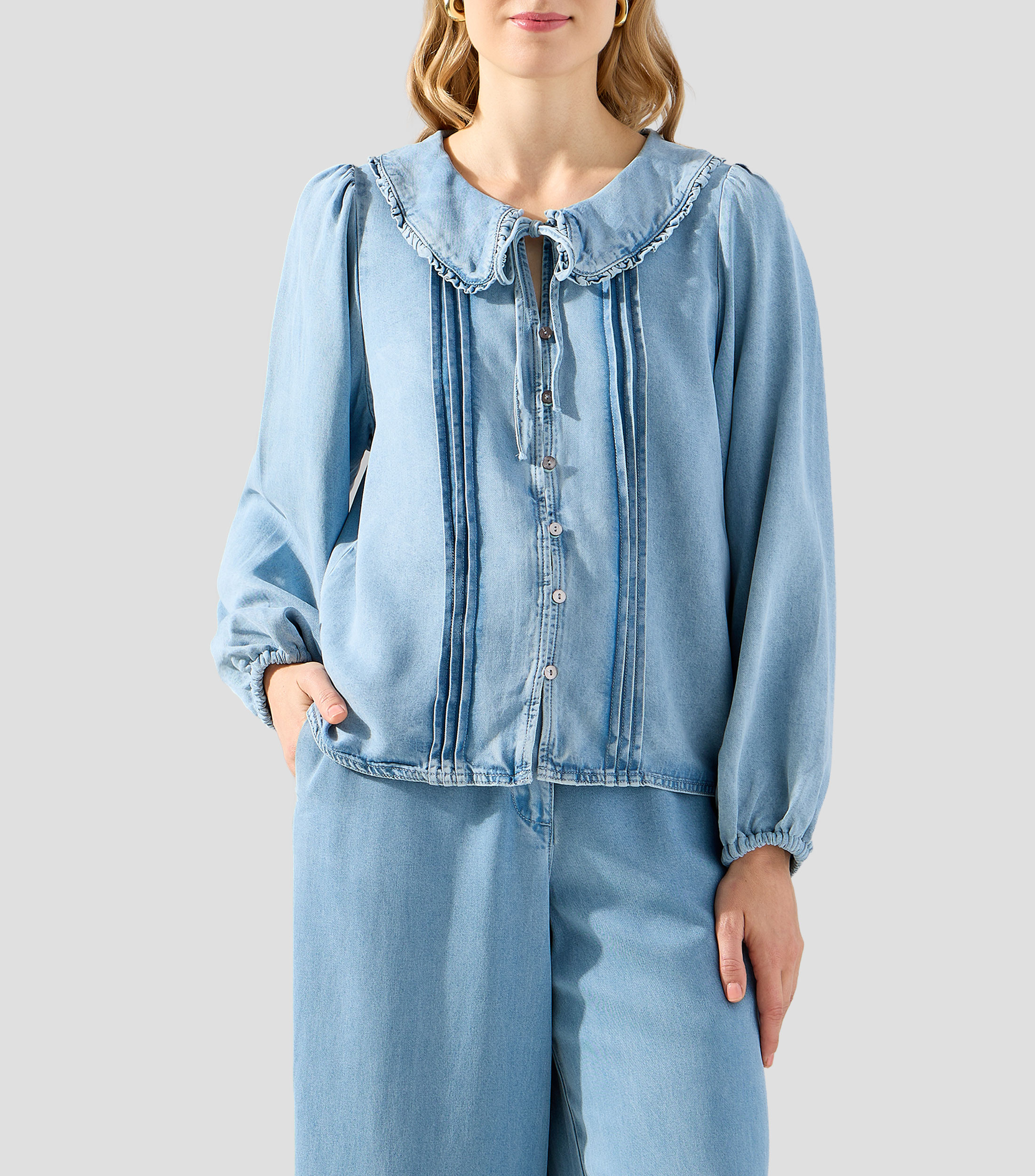 Camisa lisa manga larga Mujer
