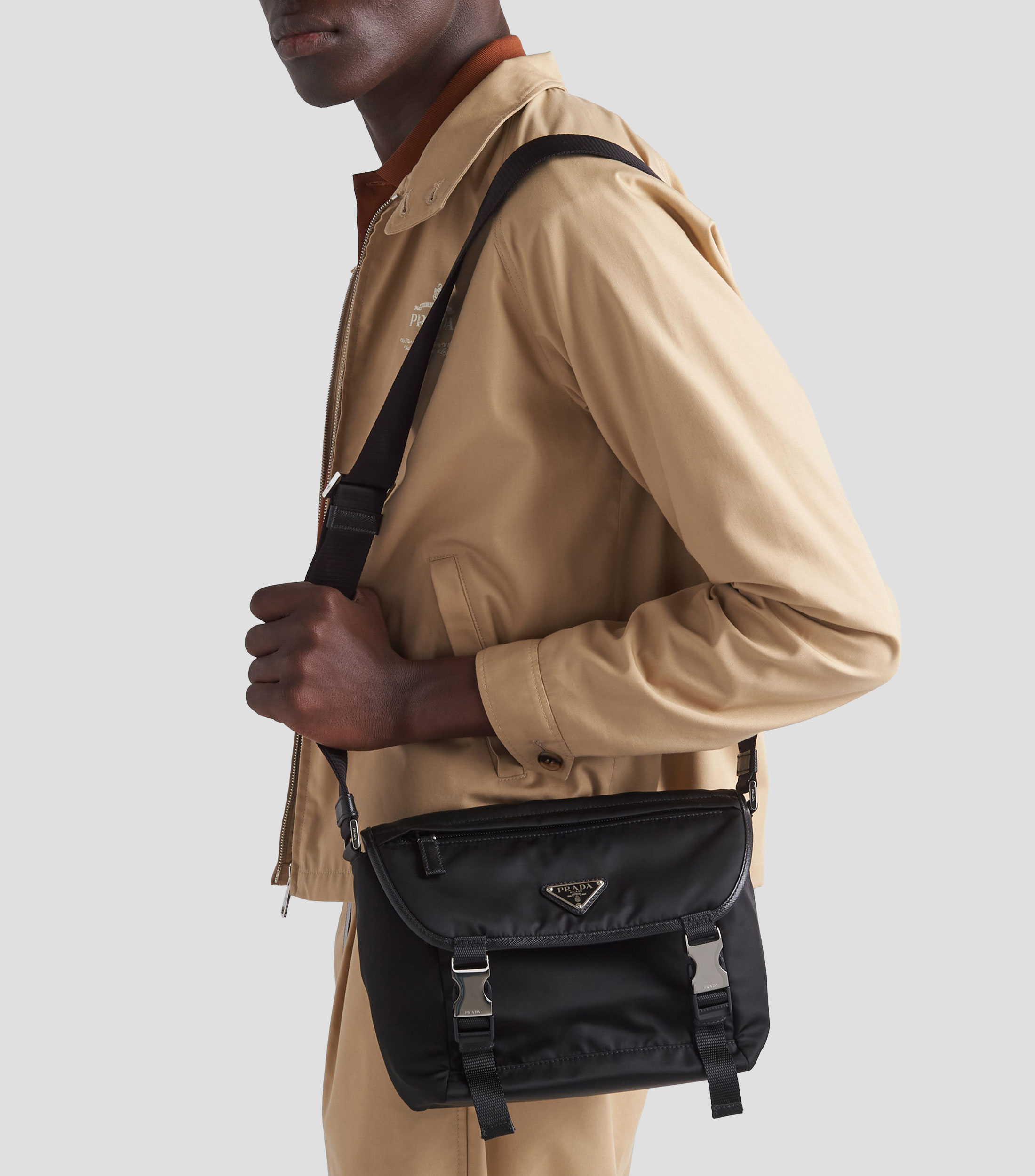 Bolso Crossbody de re nylon y piel saffiano