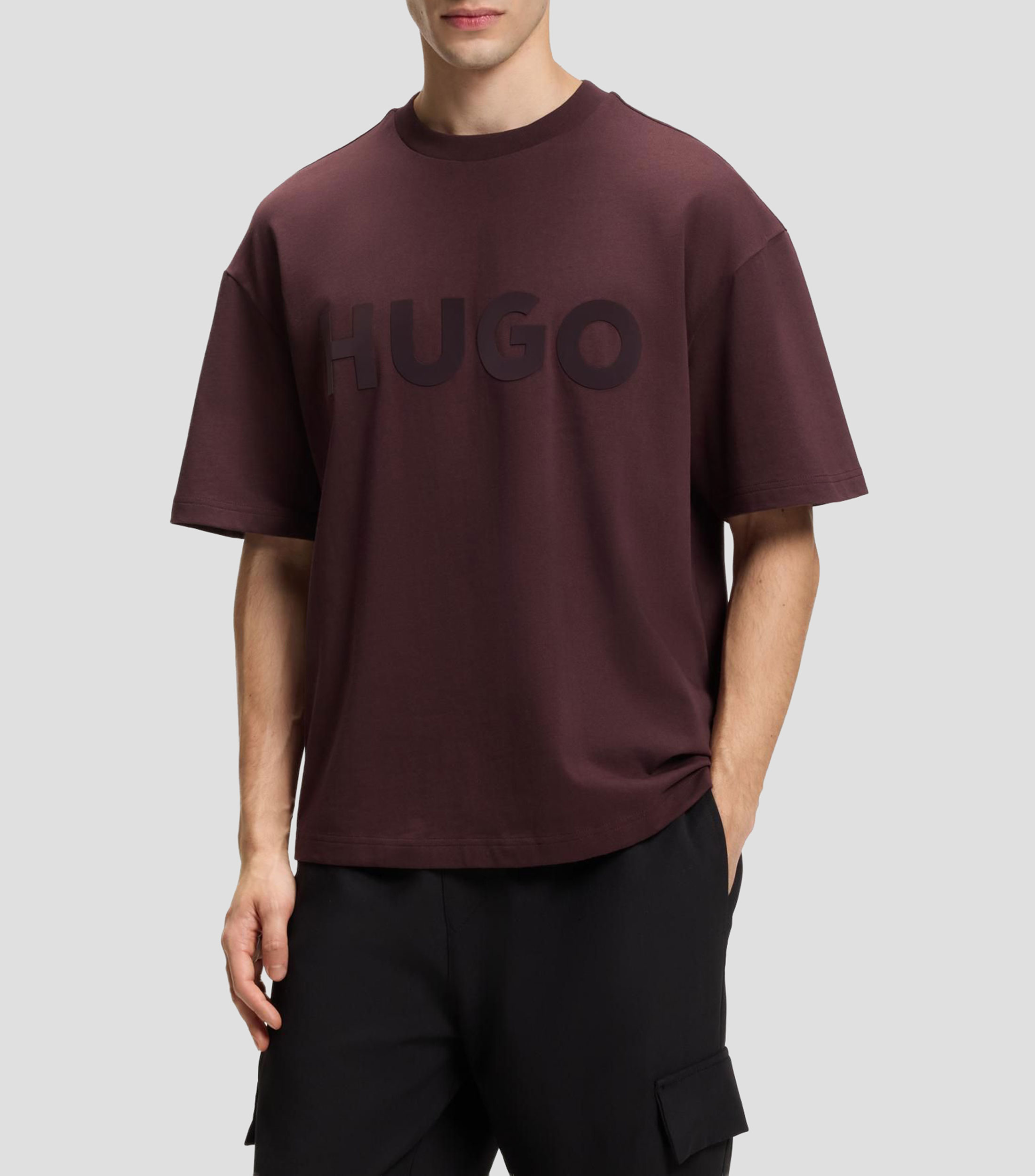 Playera HUGO de punto de algodón con logo reflectante Hombre
