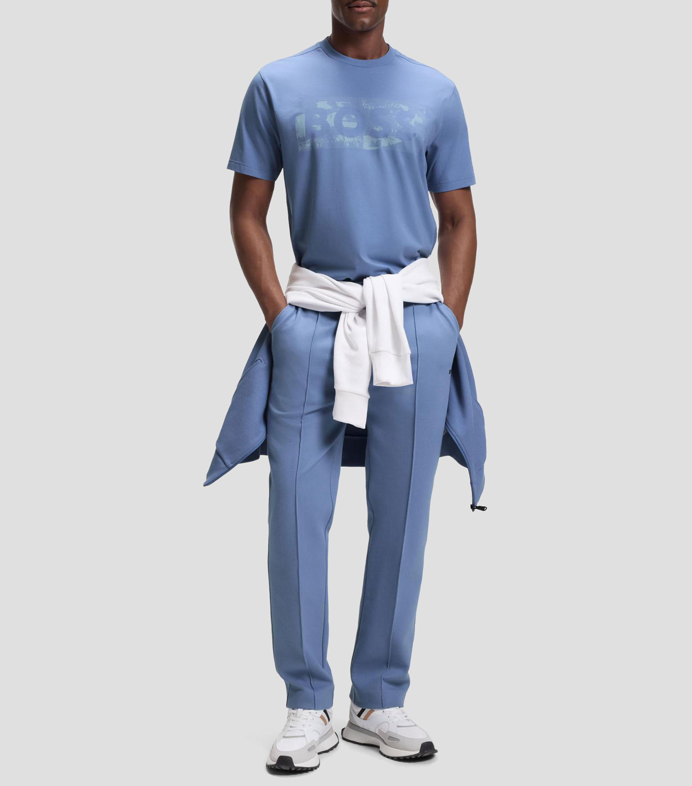 Playera de algodón elástico con logo de diseño Hombre