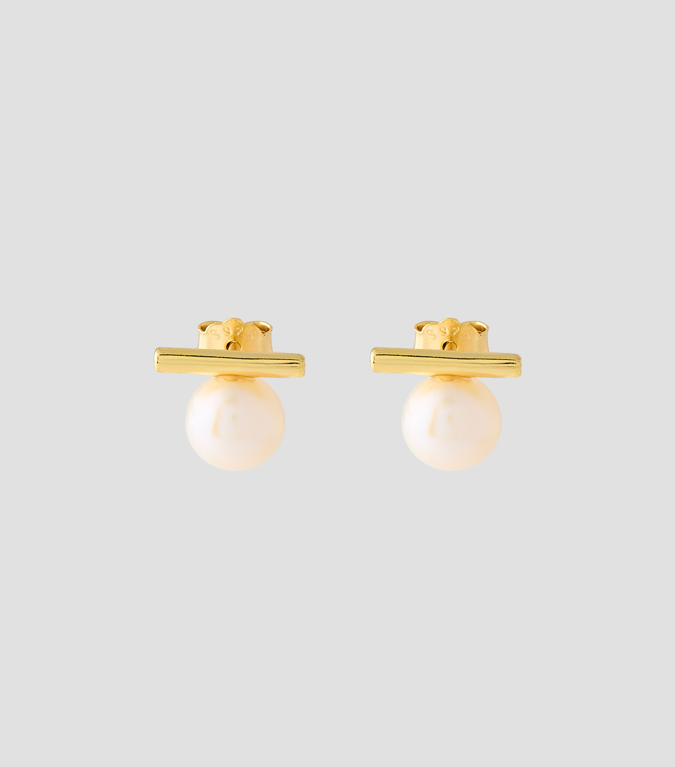 Aretes barra con perla Mujer