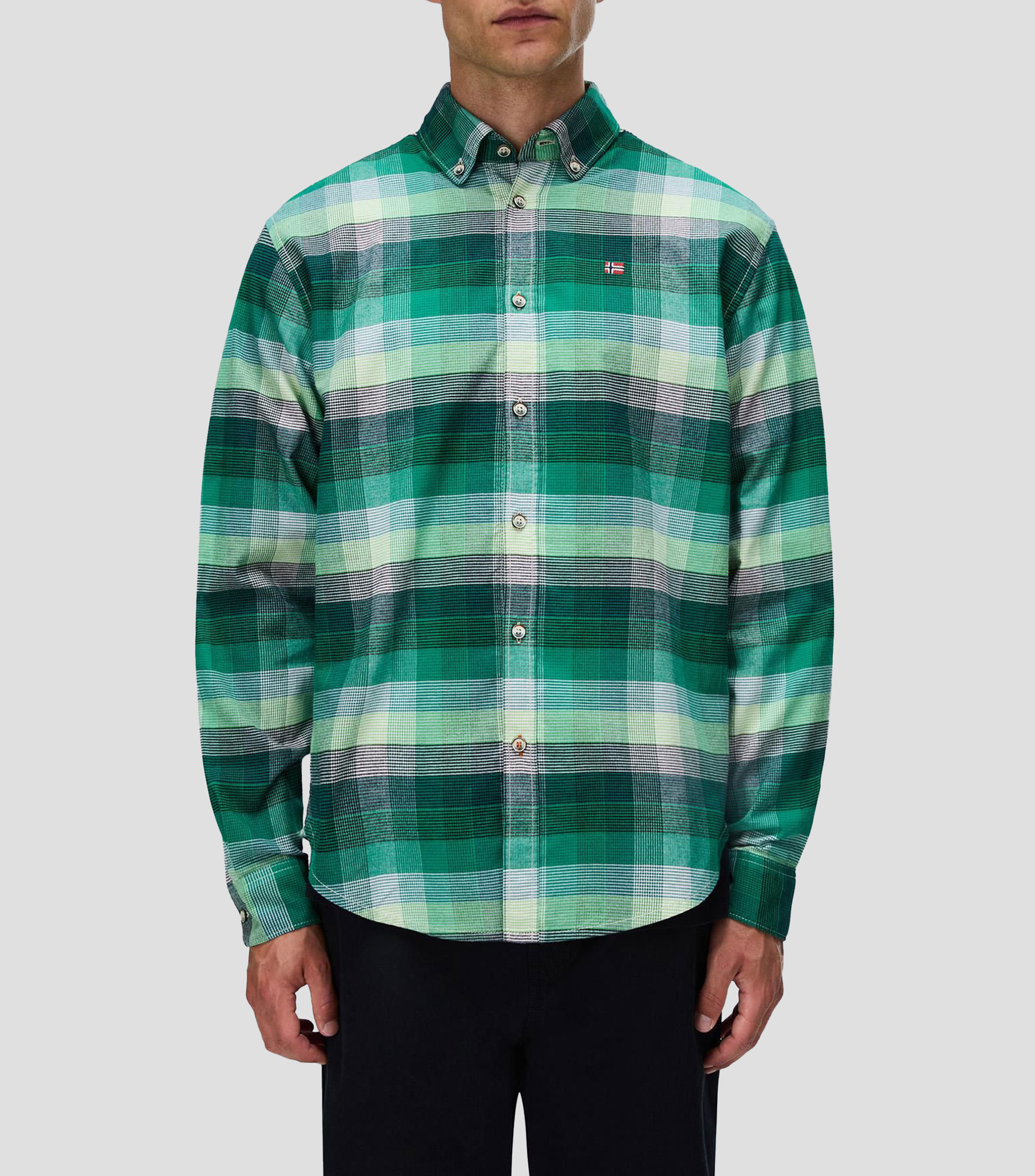 Camisa cuadros manga larga Hombre