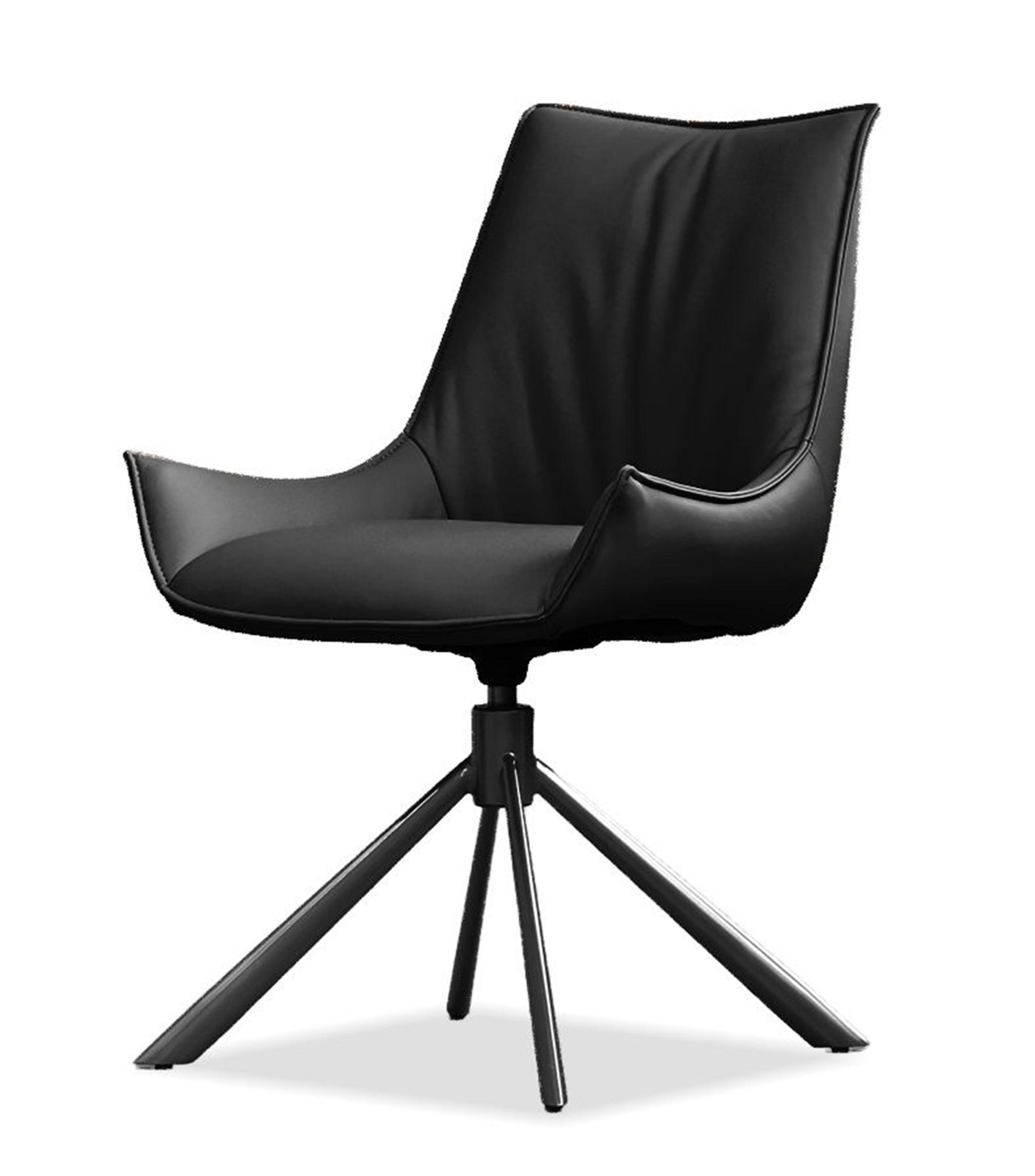 Silla para comedor Giulia en piel Negro