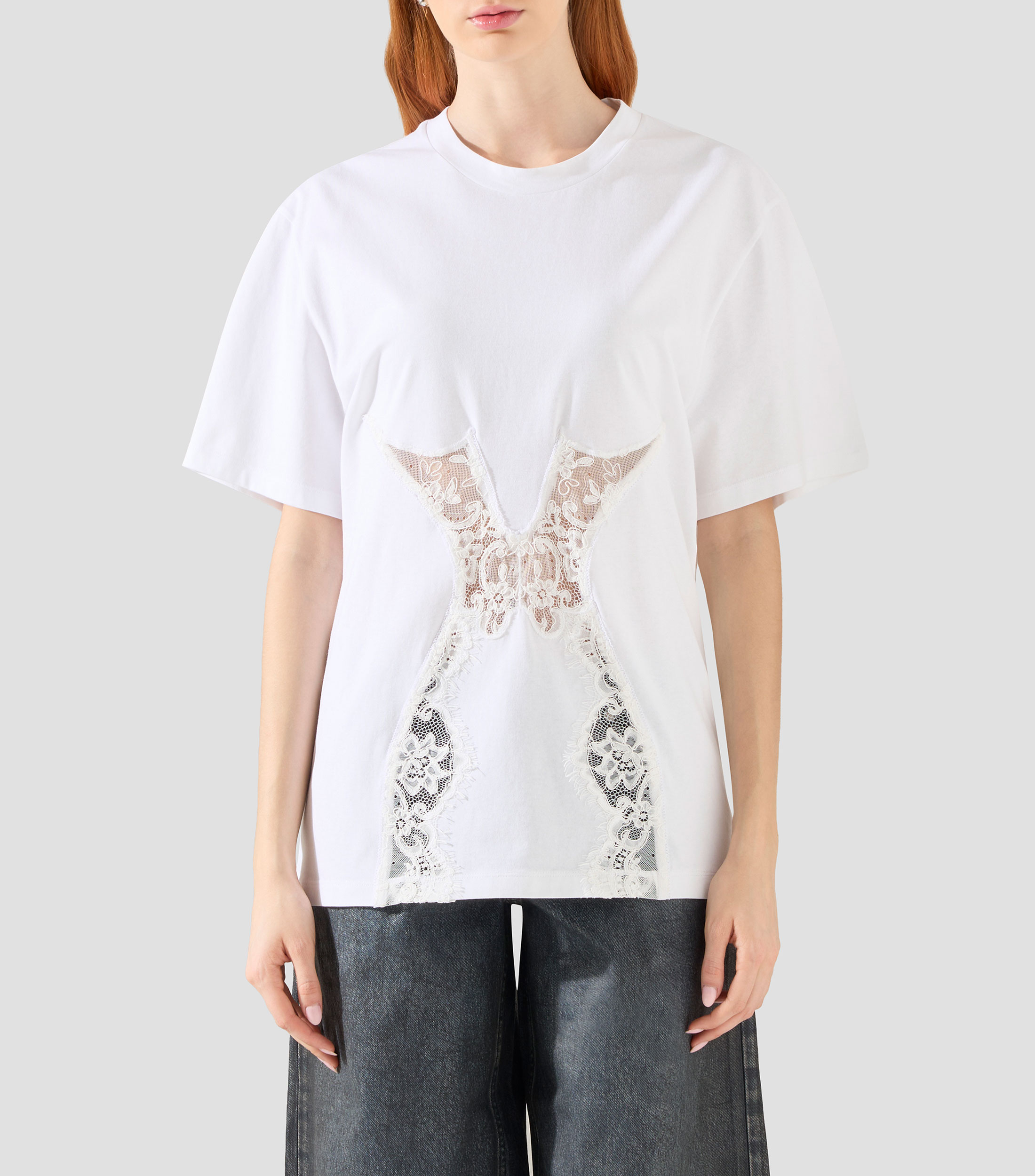 Playera de cuello redondo con manga corta lisa Mujer