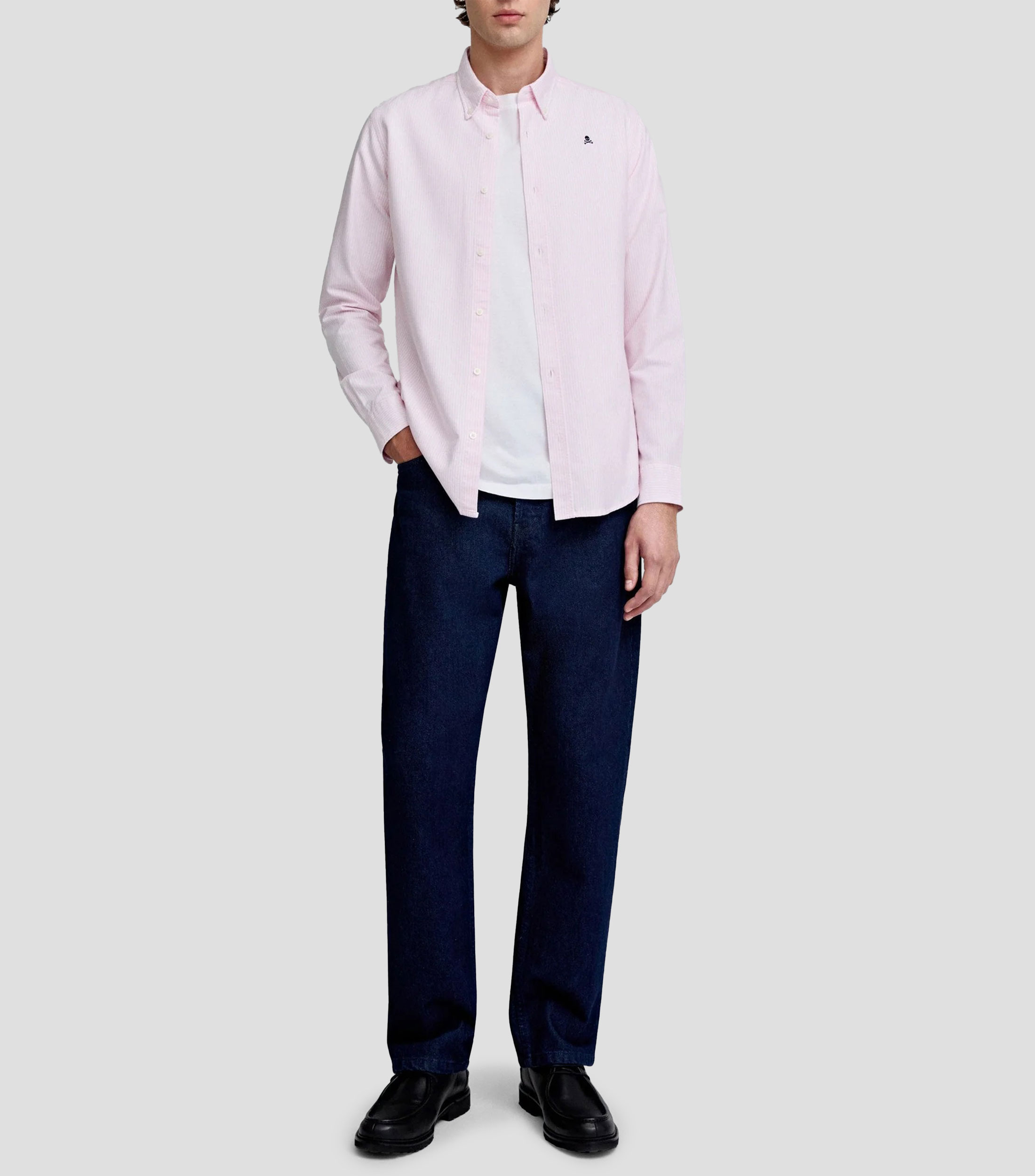 Camisa con rayas manga larga Hombre