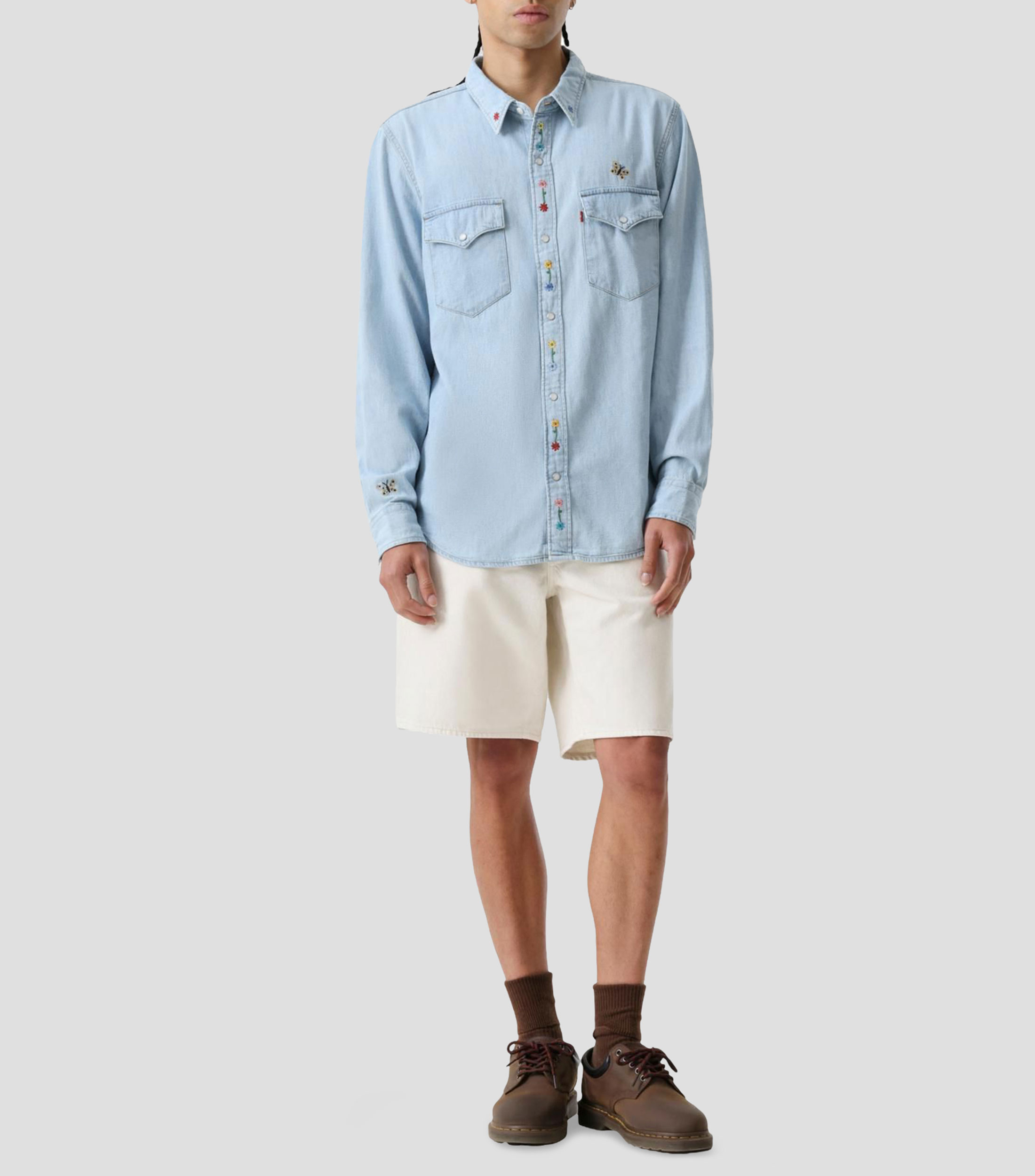 Short de mezclilla liso Hombre