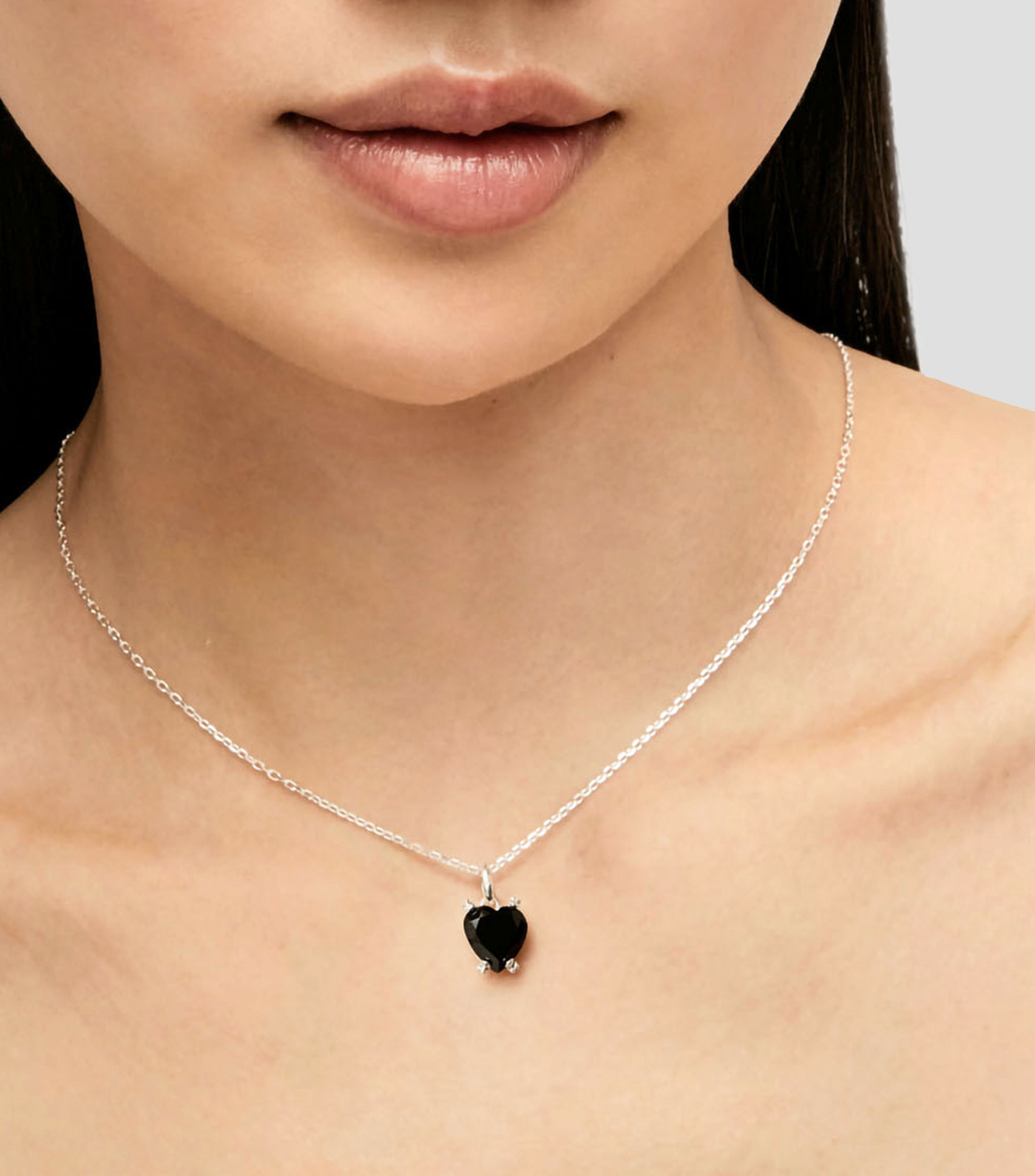 Dije corazón en plata con ónix Color Pills Mujer