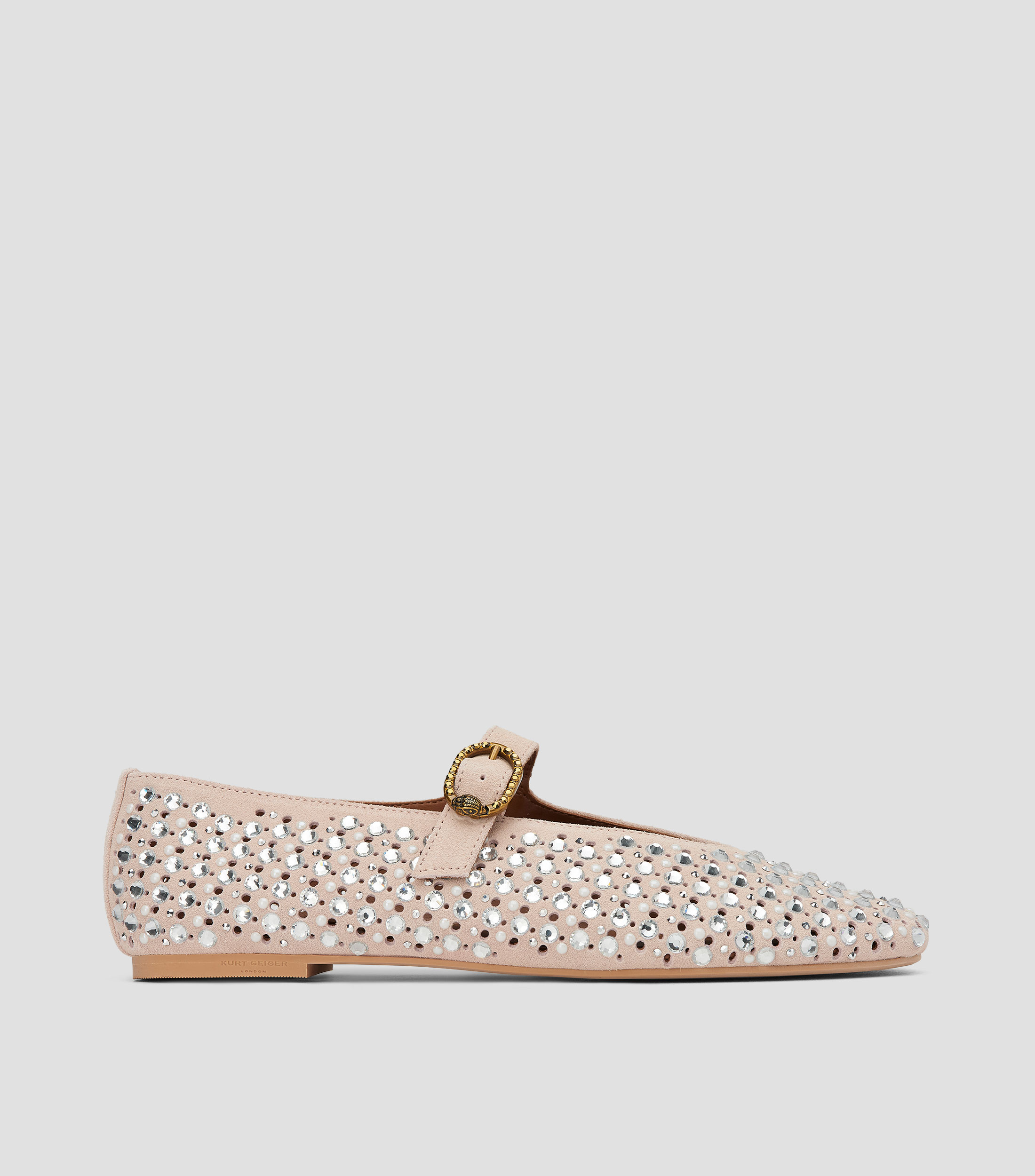 Flats en piel con pedrería Mujer