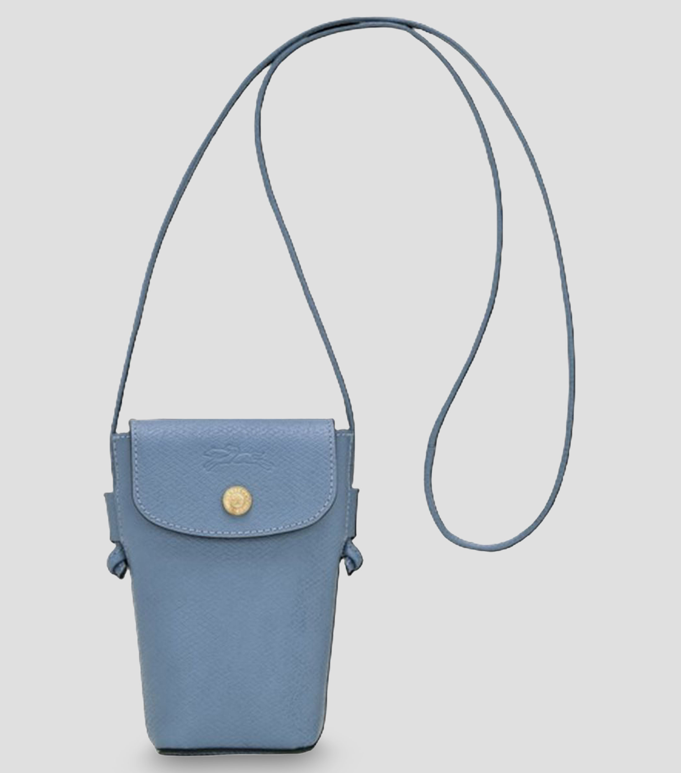 Bolsa crossbody azul en piel lisa Mujer
