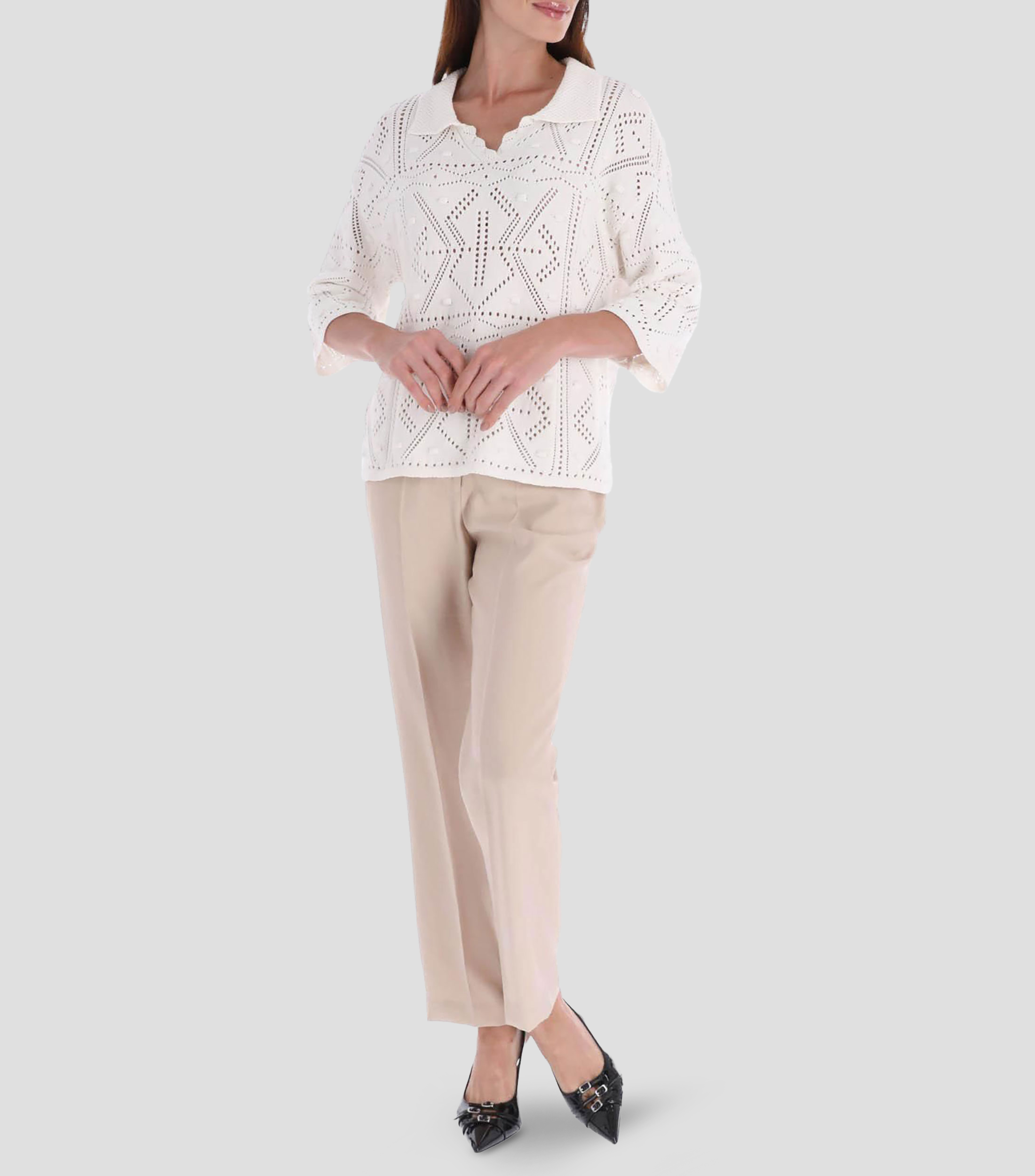 Suéter cuello tipo polo Mujer