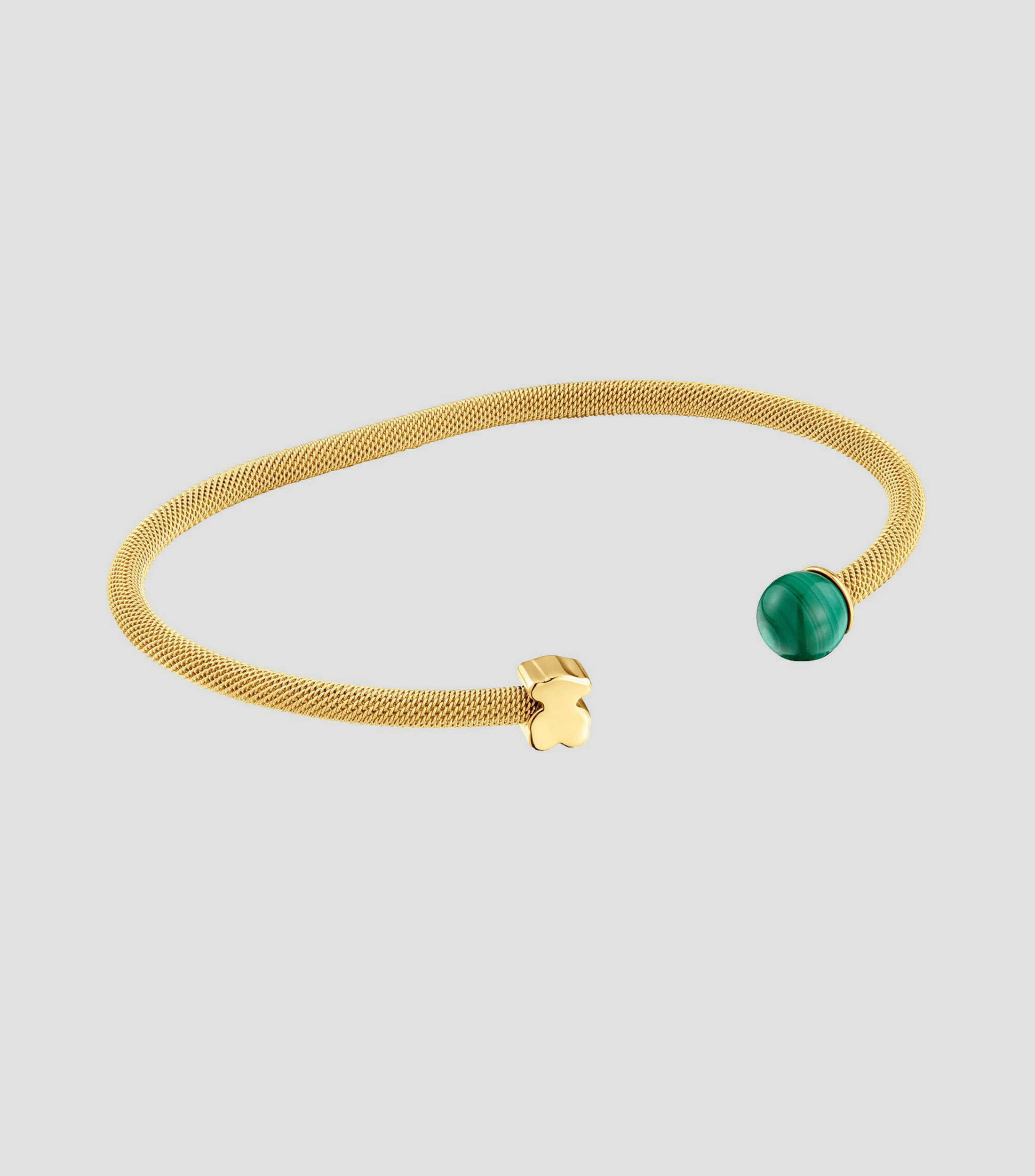 Pulsera abierta Icon Mesh con malaquita Mujer