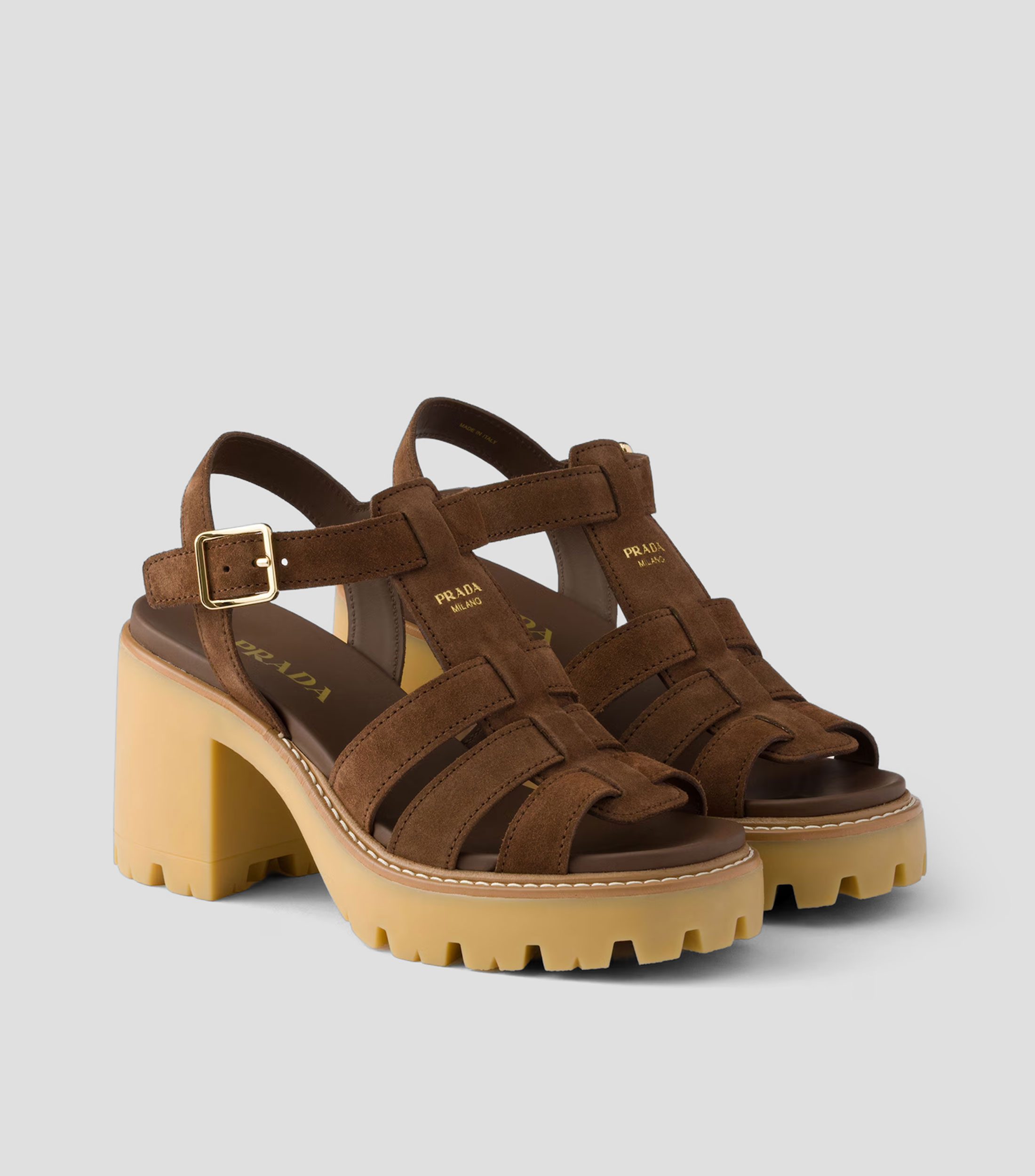 Sandalias con tacón alto y ancho Mujer