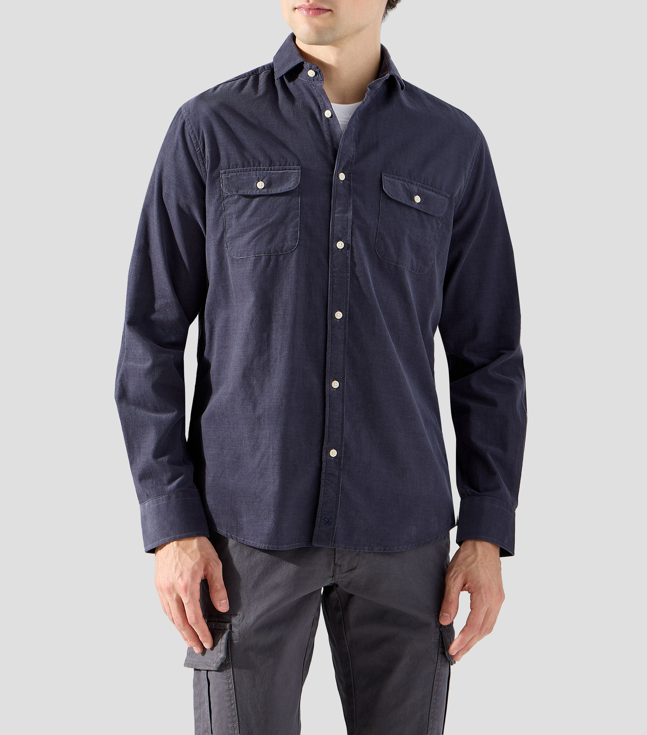 Camisa lisa manga larga Hombre