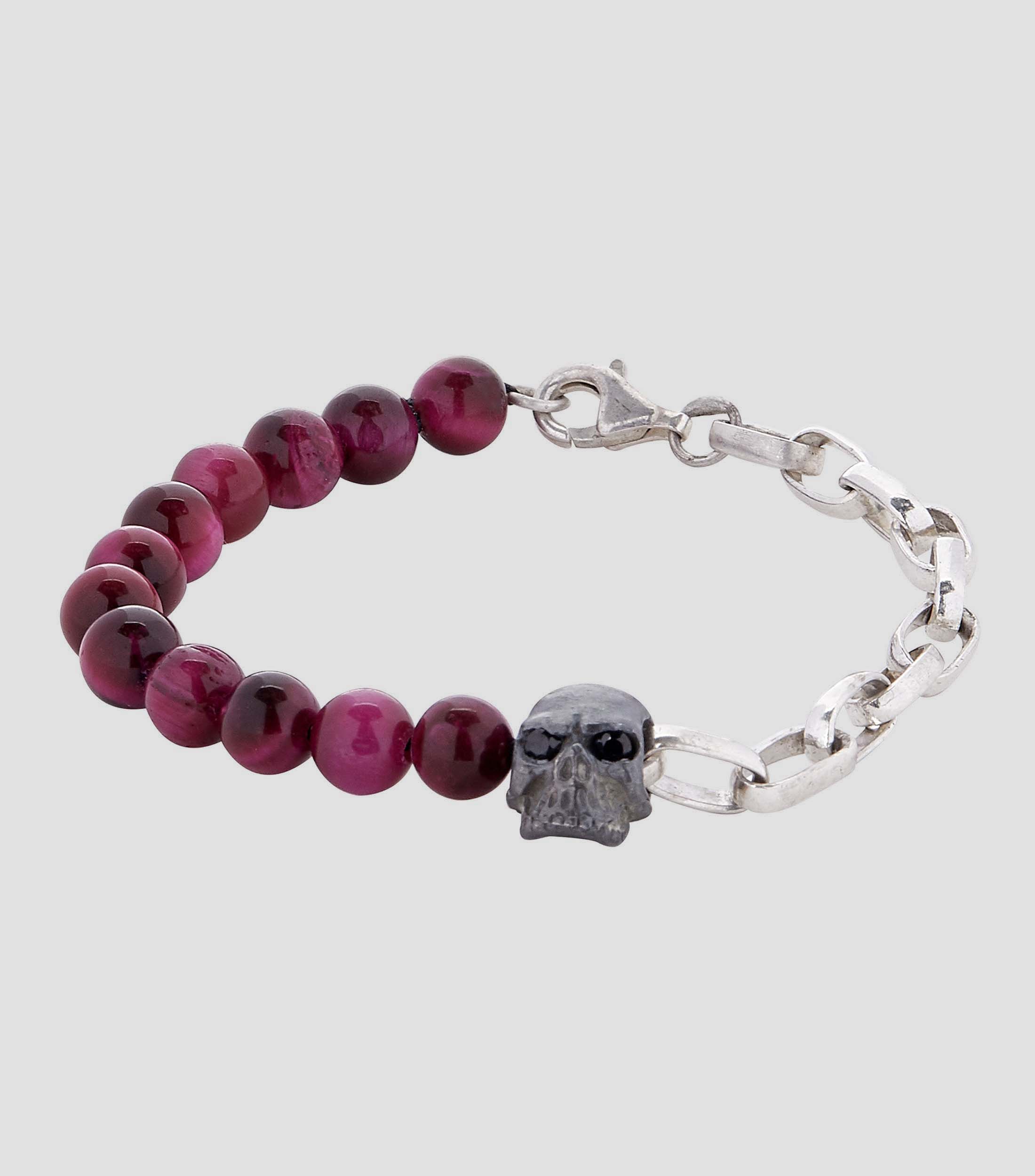 Pulsera Skull Pink Tiger Eye Hombre