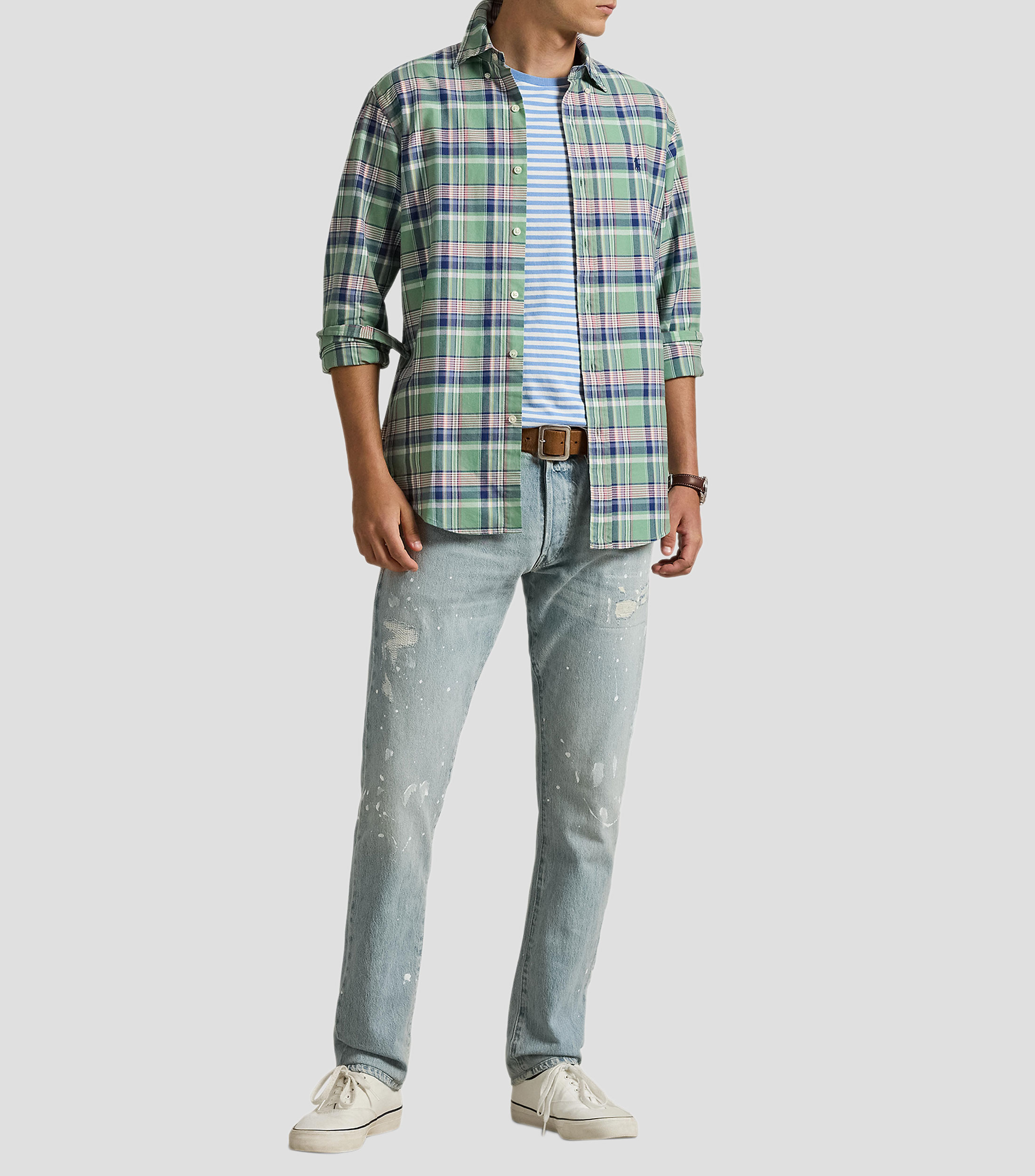 Camisa a cuadros de manga larga Hombre