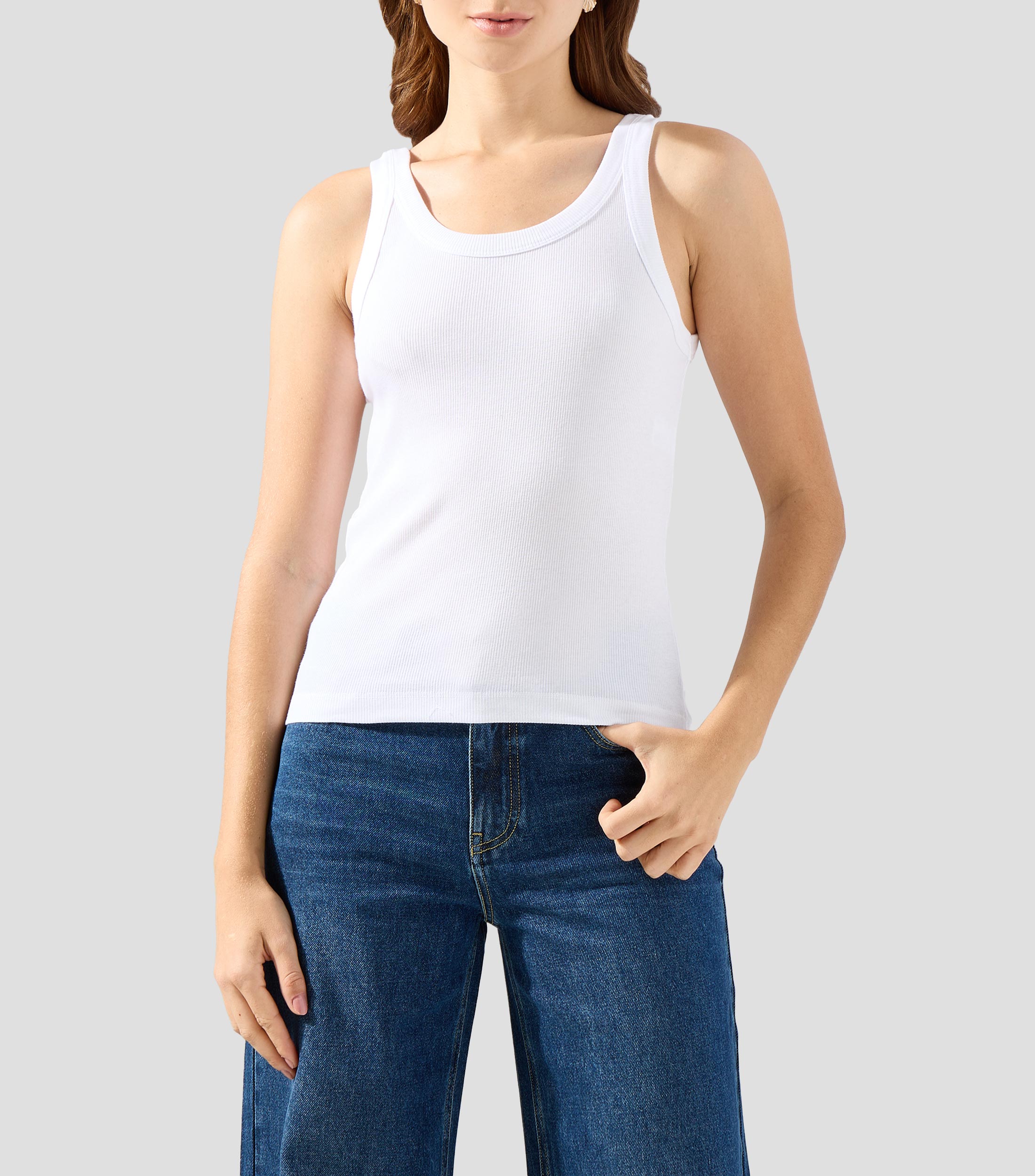 Blusa lisa sin mangas Mujer