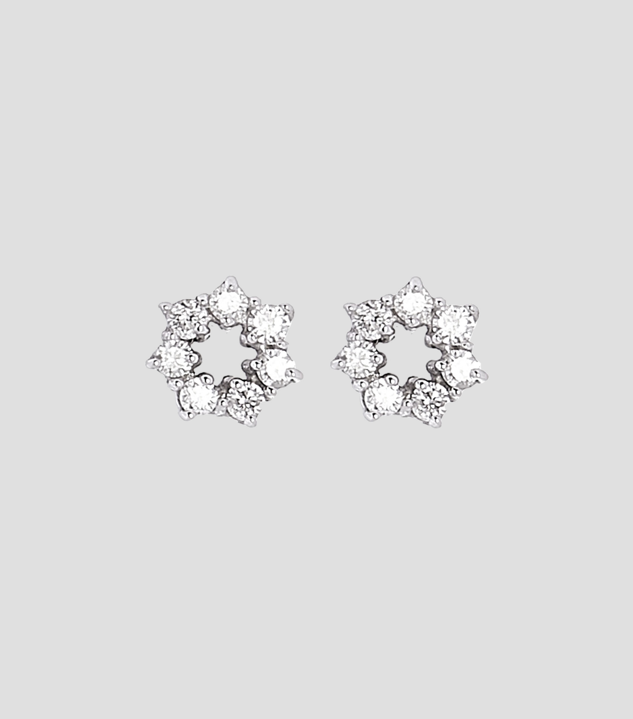 Aretes en oro blanco de 14 kilates de flor con brillantes Mujer