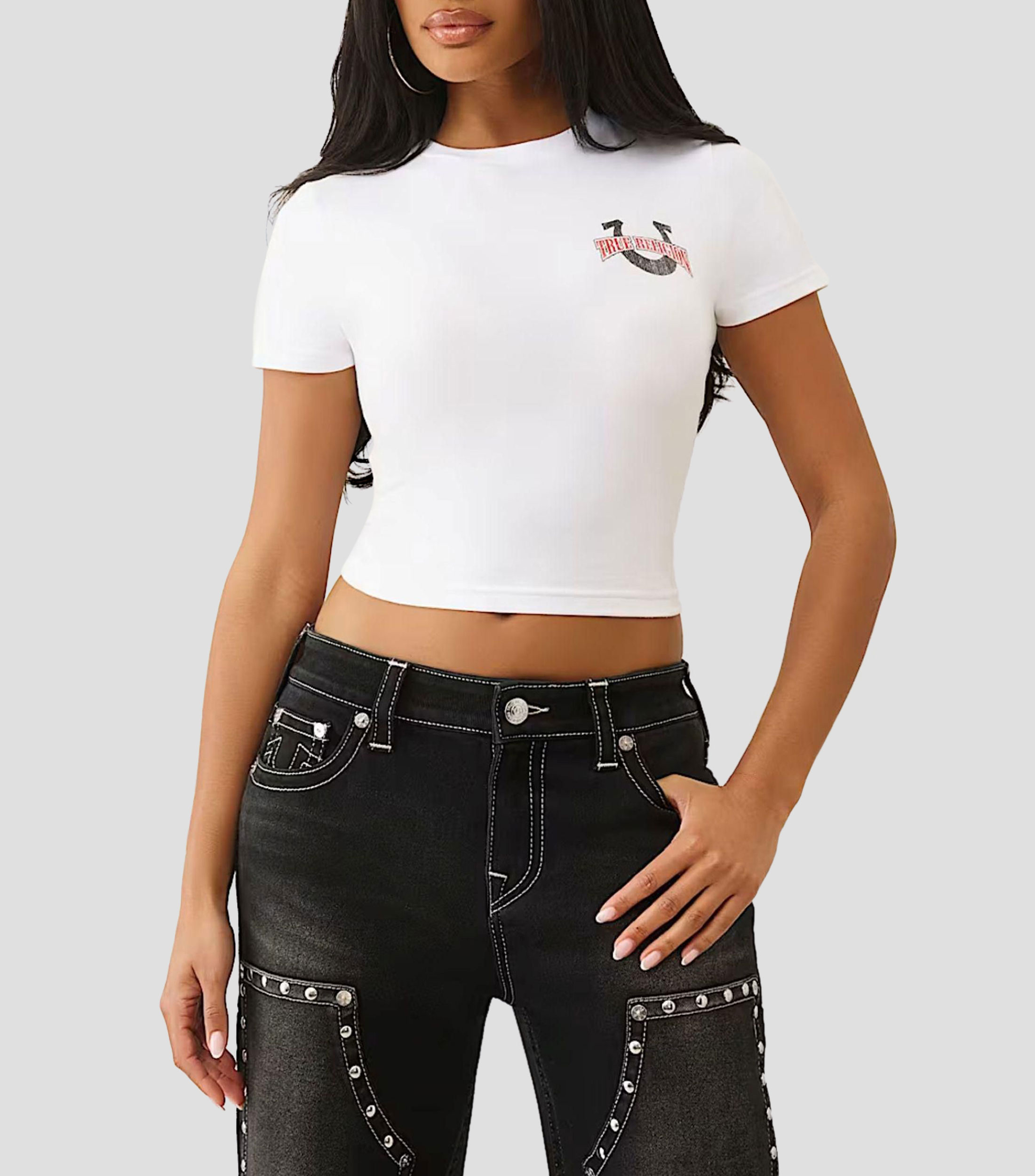 Playera cuello redondo manga corta lisa Mujer