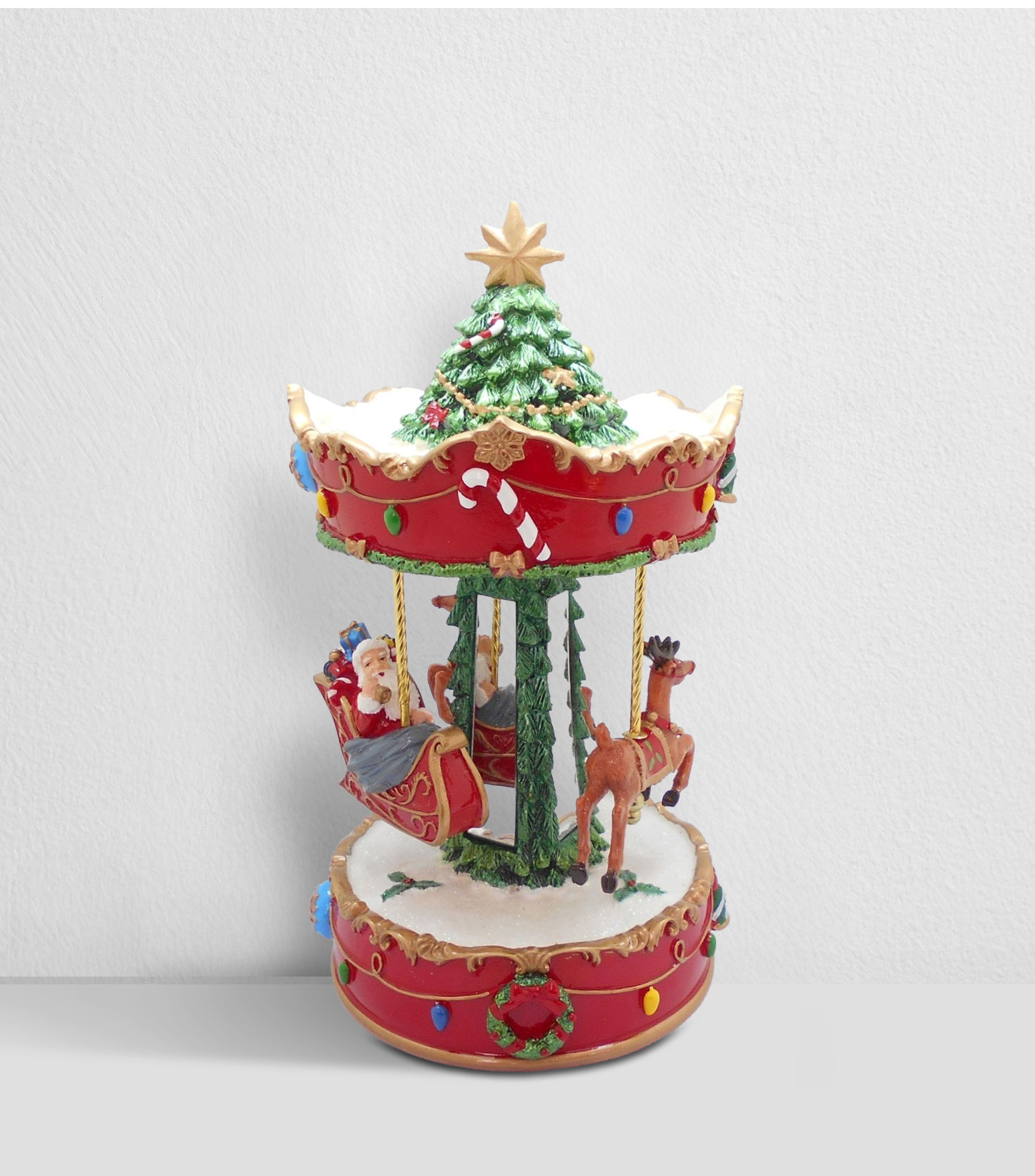 Figura Decorativa Carrusel Musical con cuerda en Poliresina