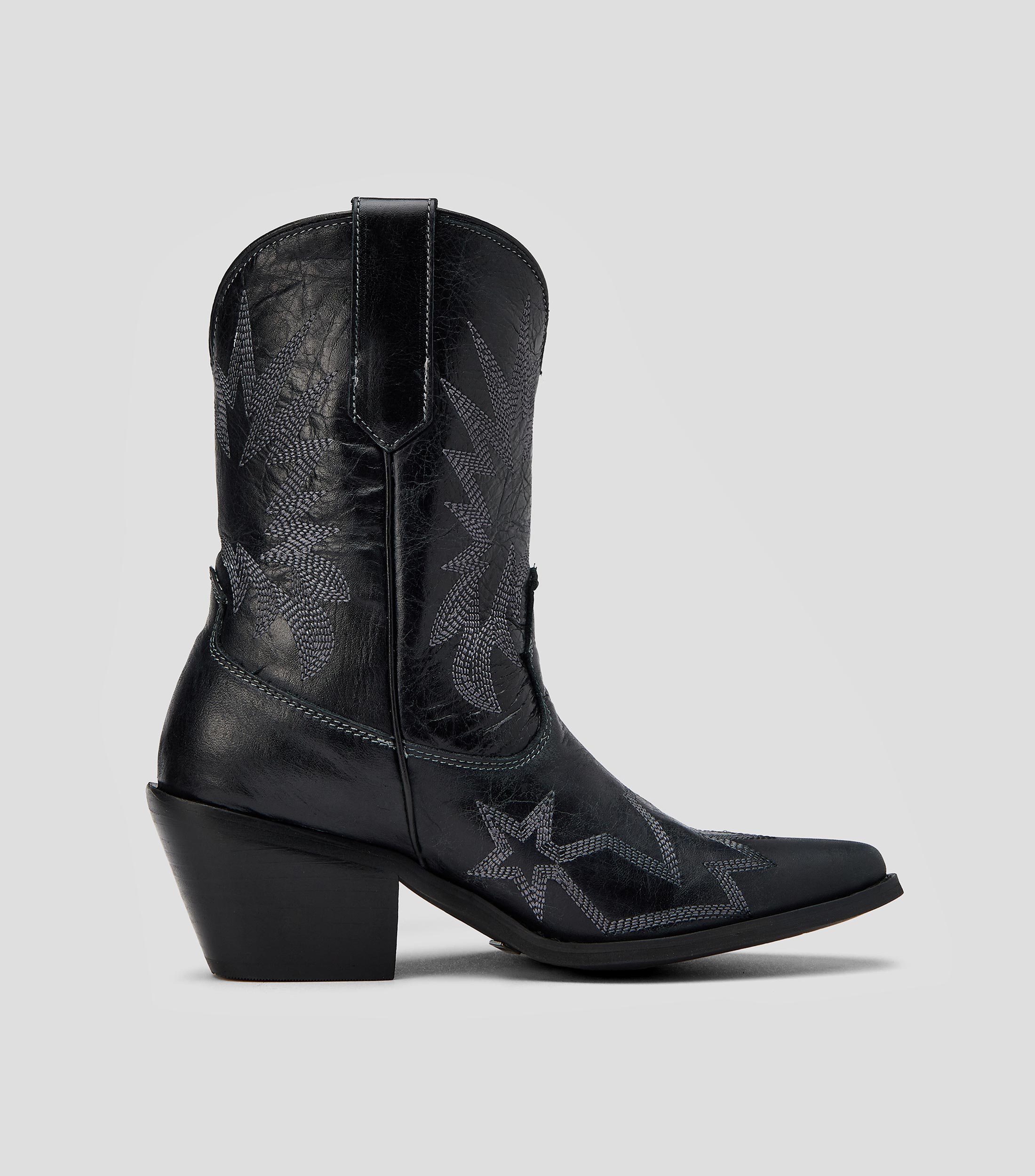 Botas Vaqueras cortas Hudson en piel con tacón medio y ancho Mujer