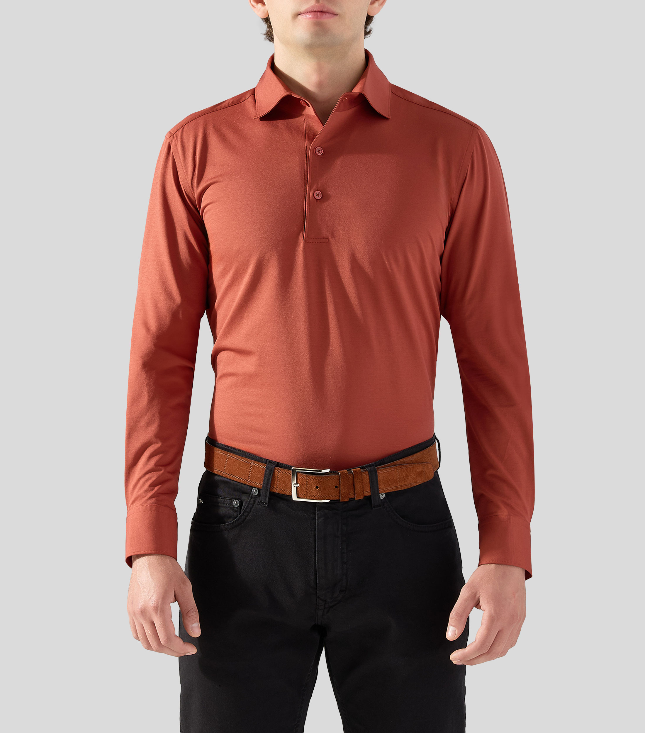 Camisa lisa manga larga Hombre