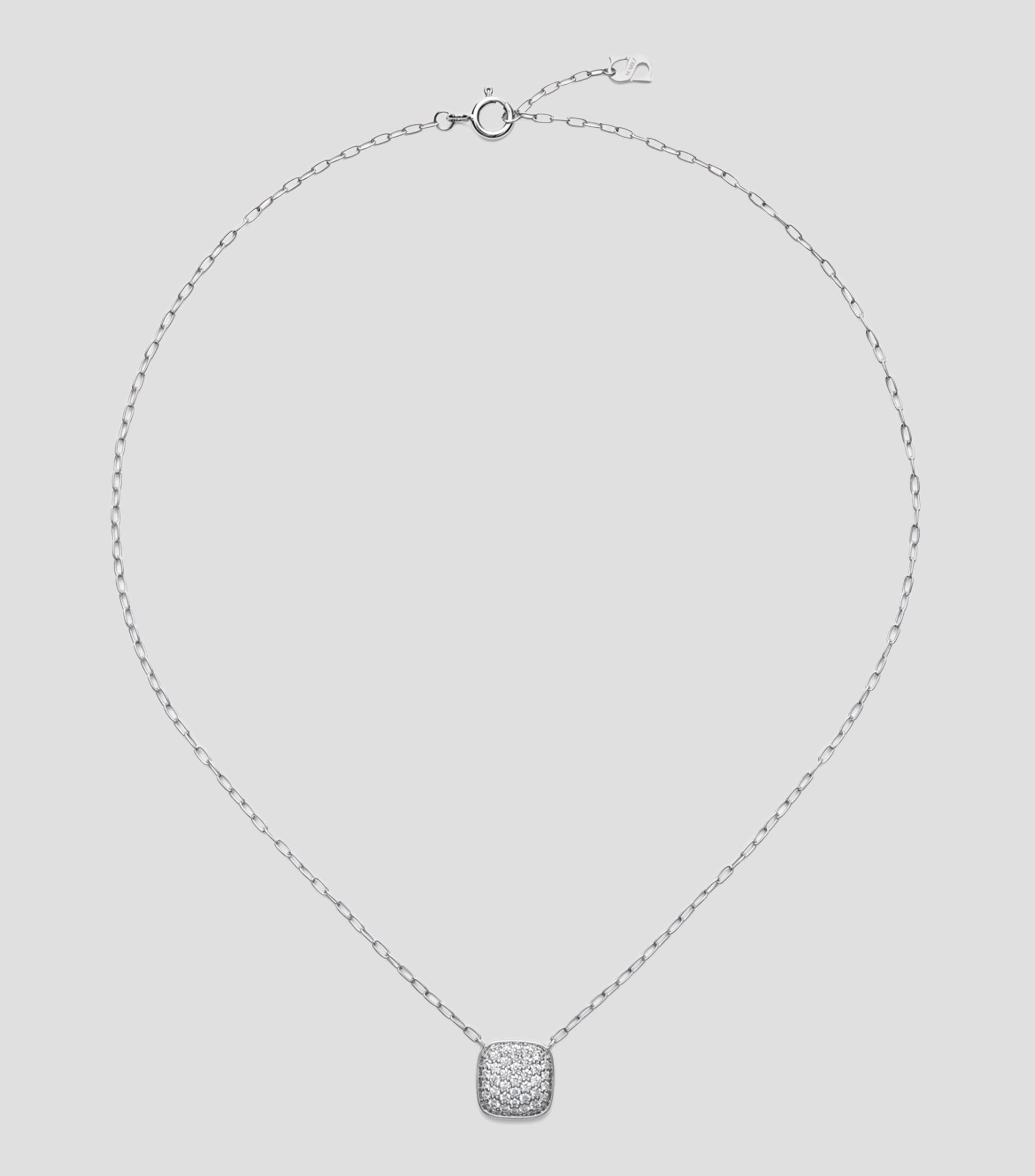 Collar en Oro blanco de 18 Kilates con motivo central geométrico con diamantes Mujer