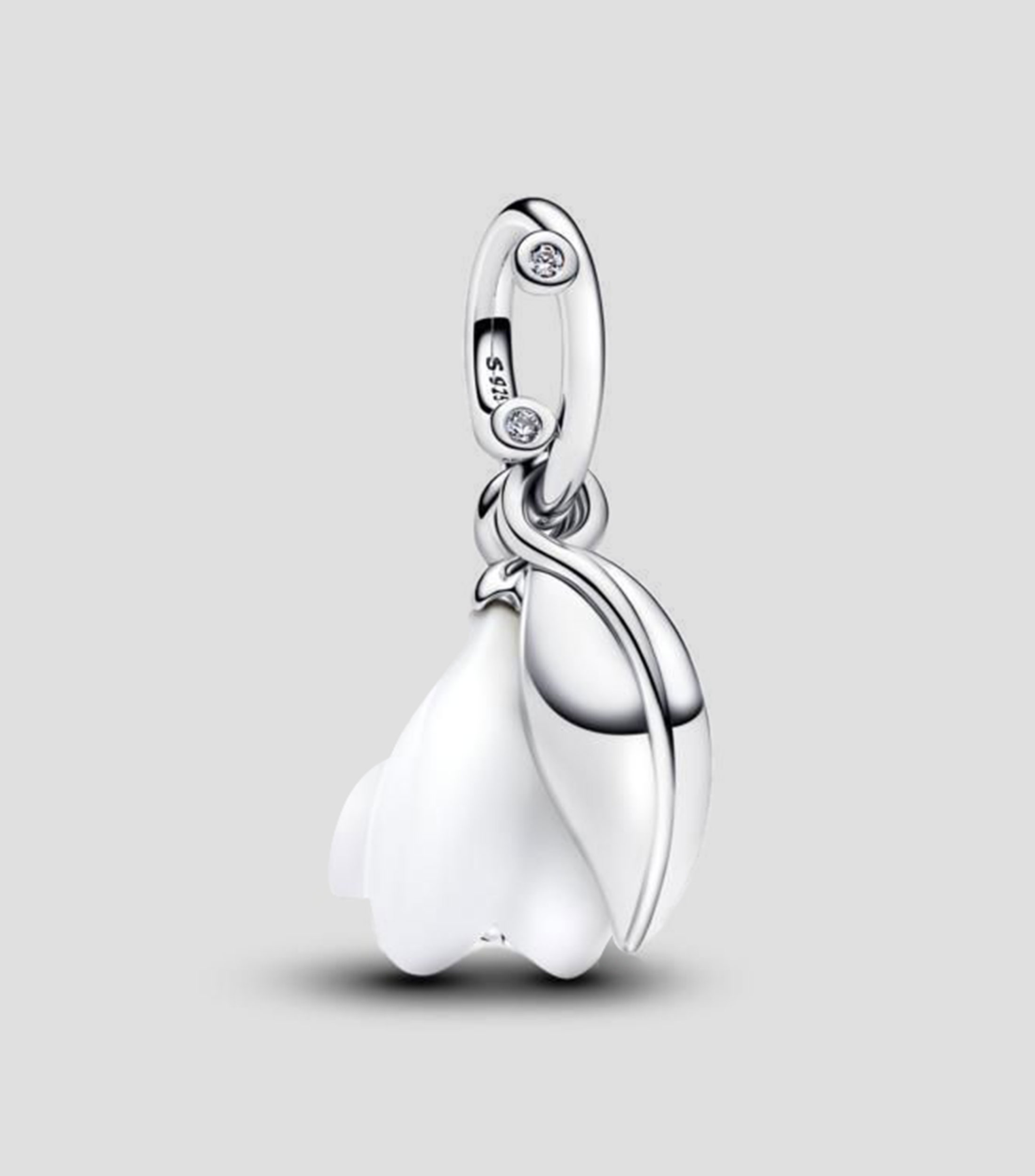 Charm de flor campanilla de invierno en plata .925 con circonitas Mujer