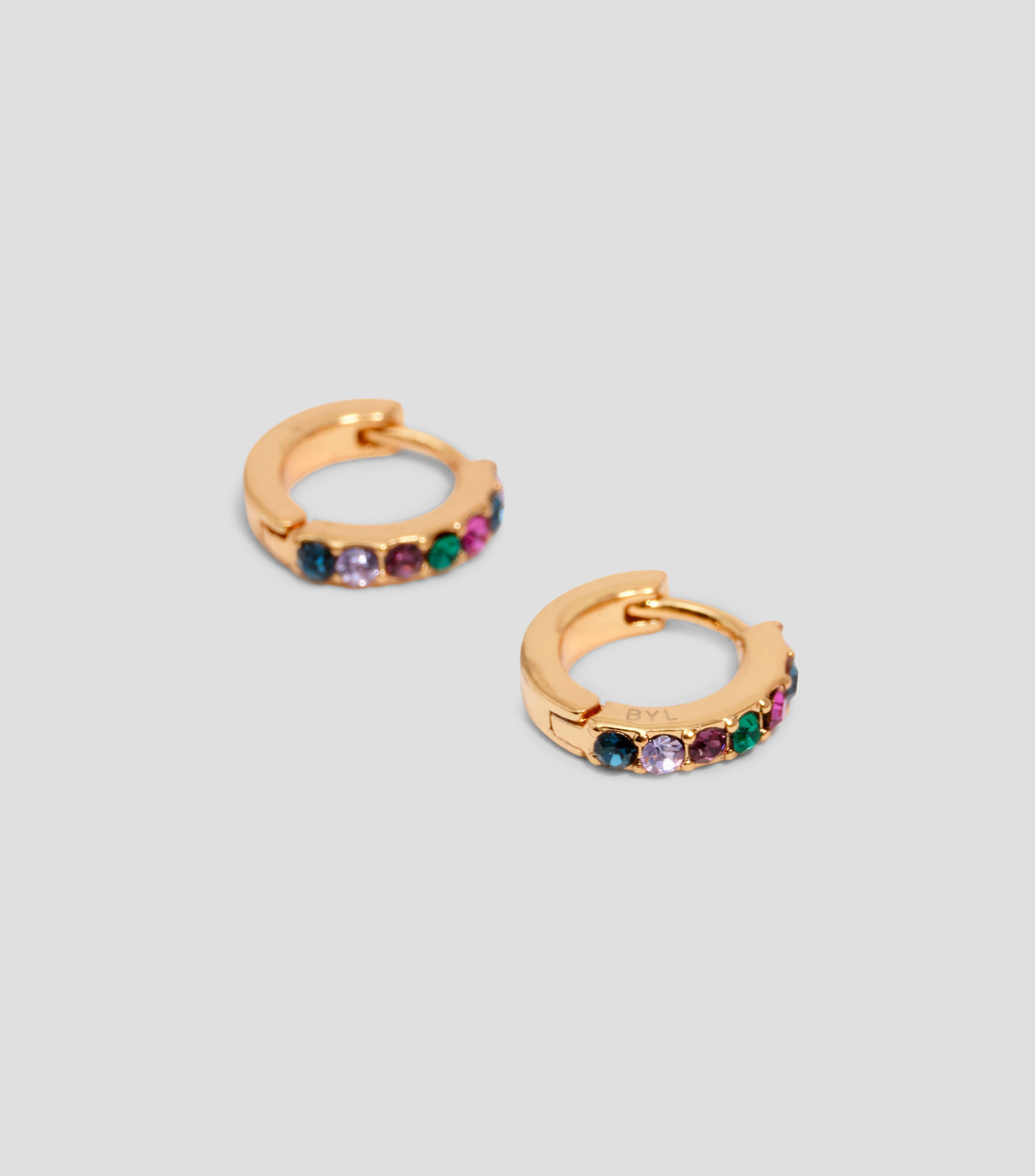 Aretes mini aro cristales Mujer