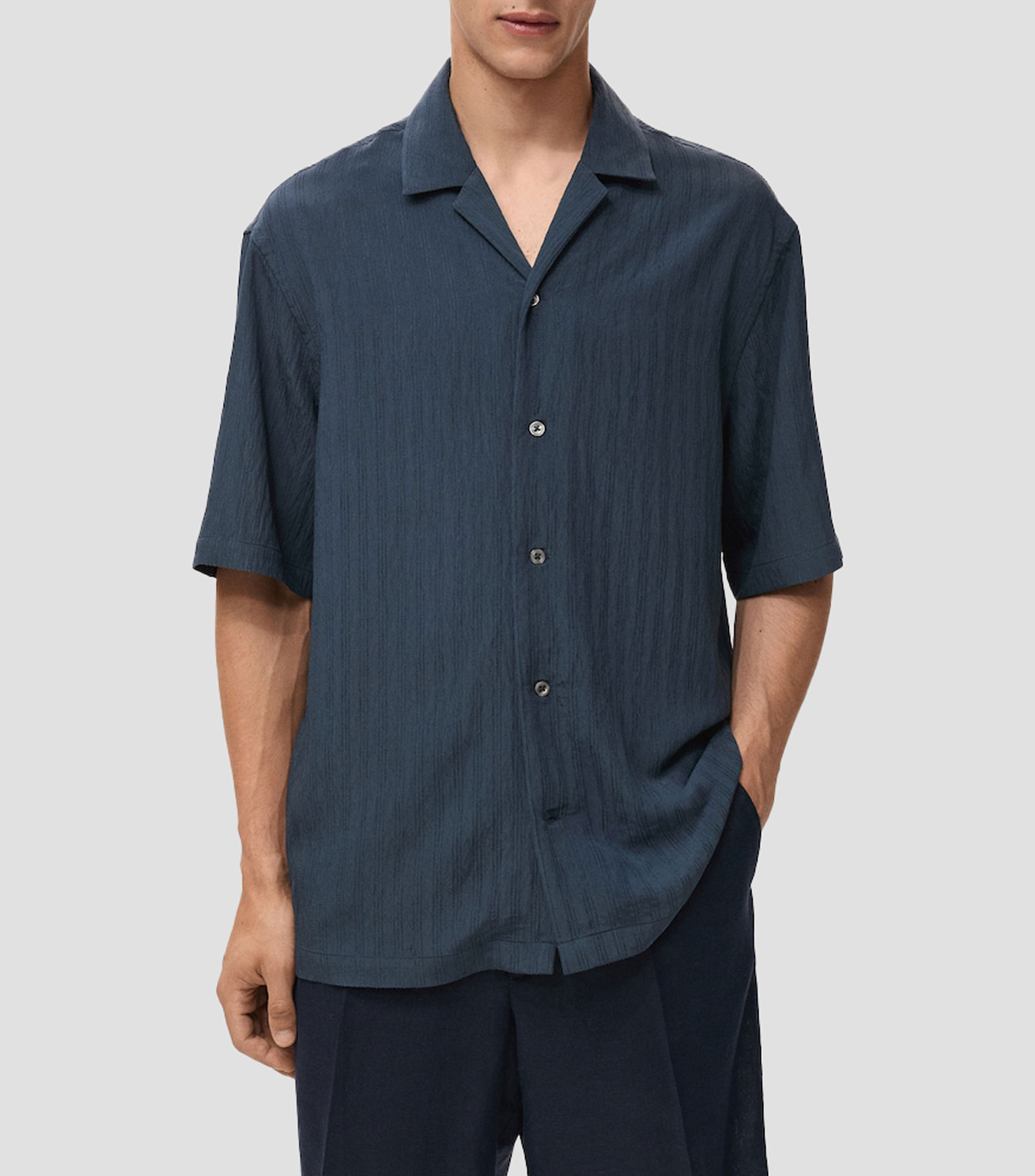 Camisa con rayas manga corta Hombre