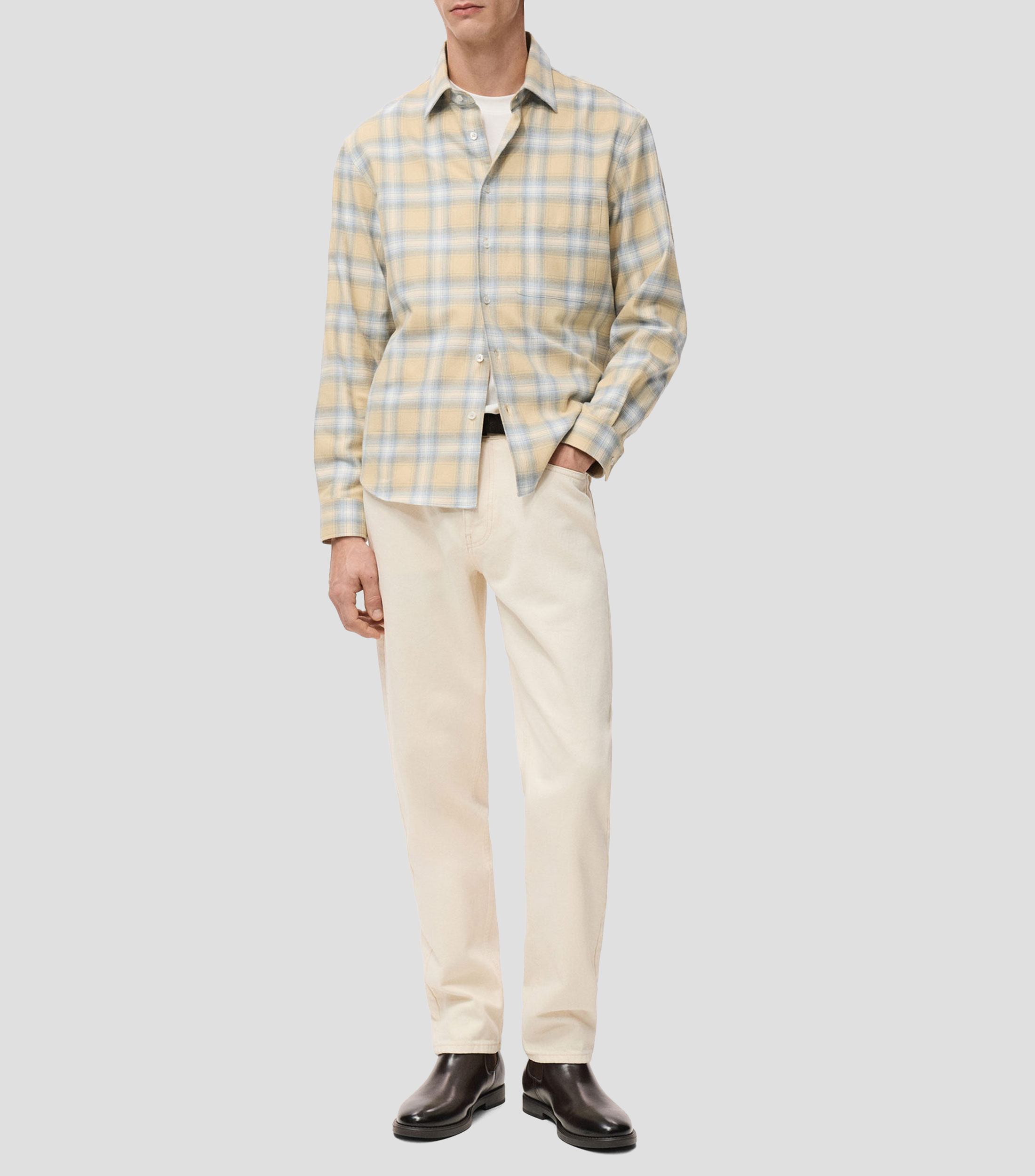 Camisa a cuadros manga larga Hombre