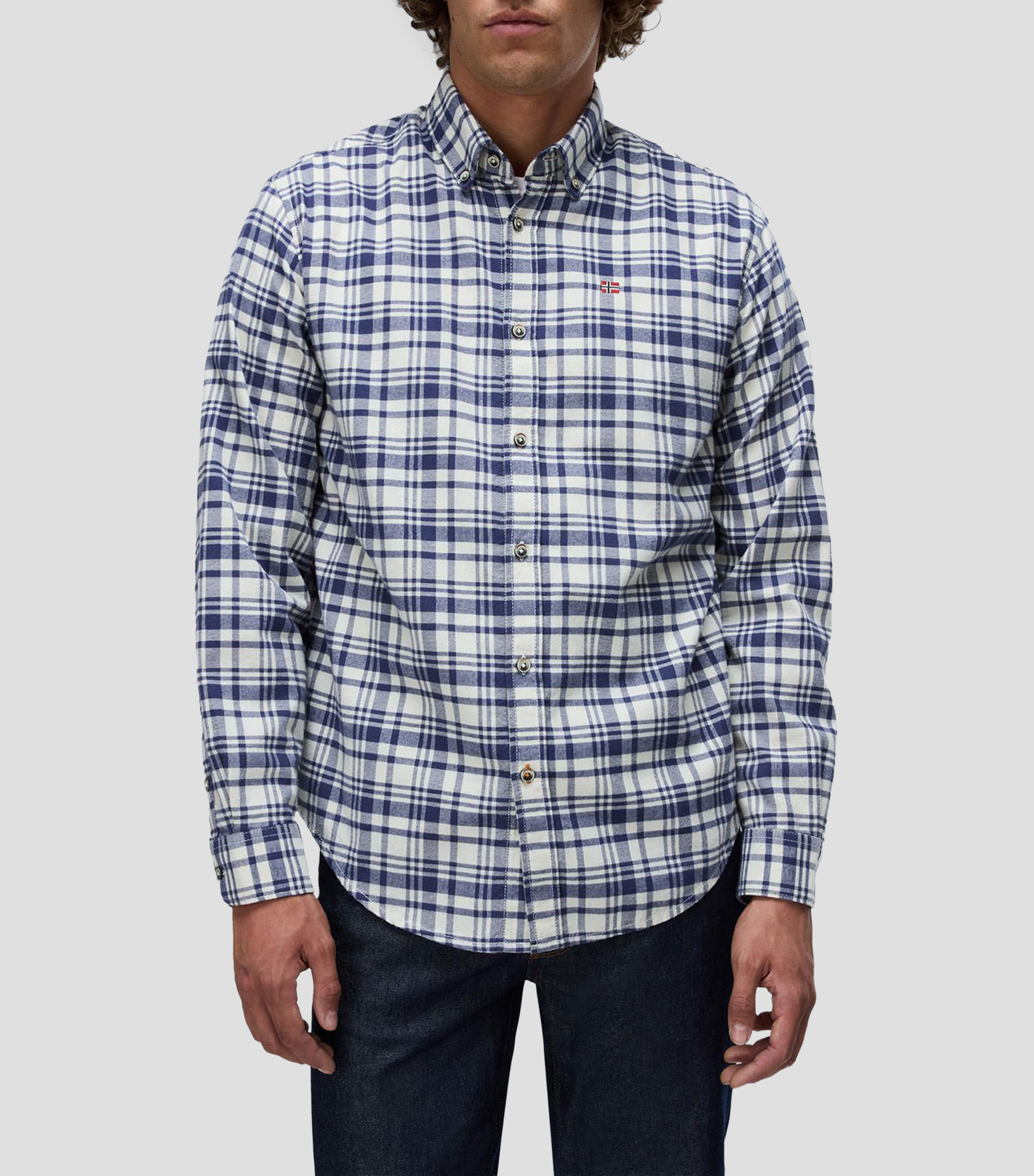 Camisa con cuadros manga larga Hombre