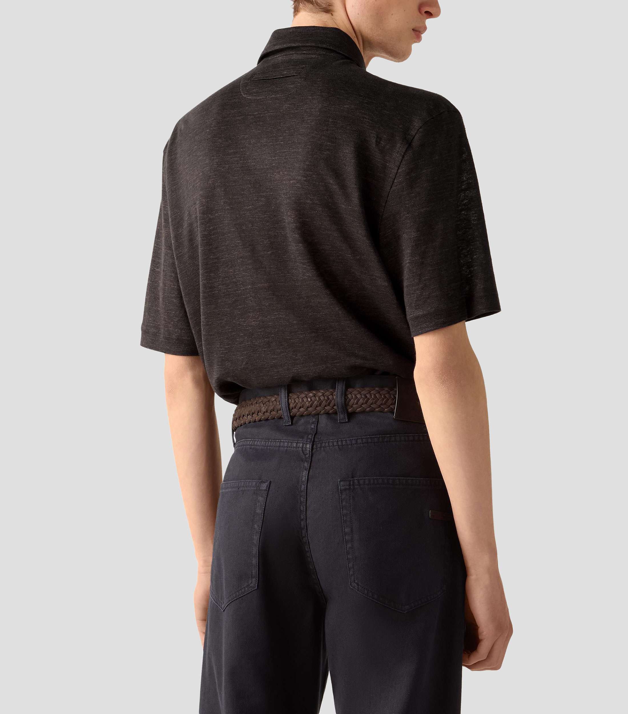 Playera tipo polo con manga corta lisa Hombre