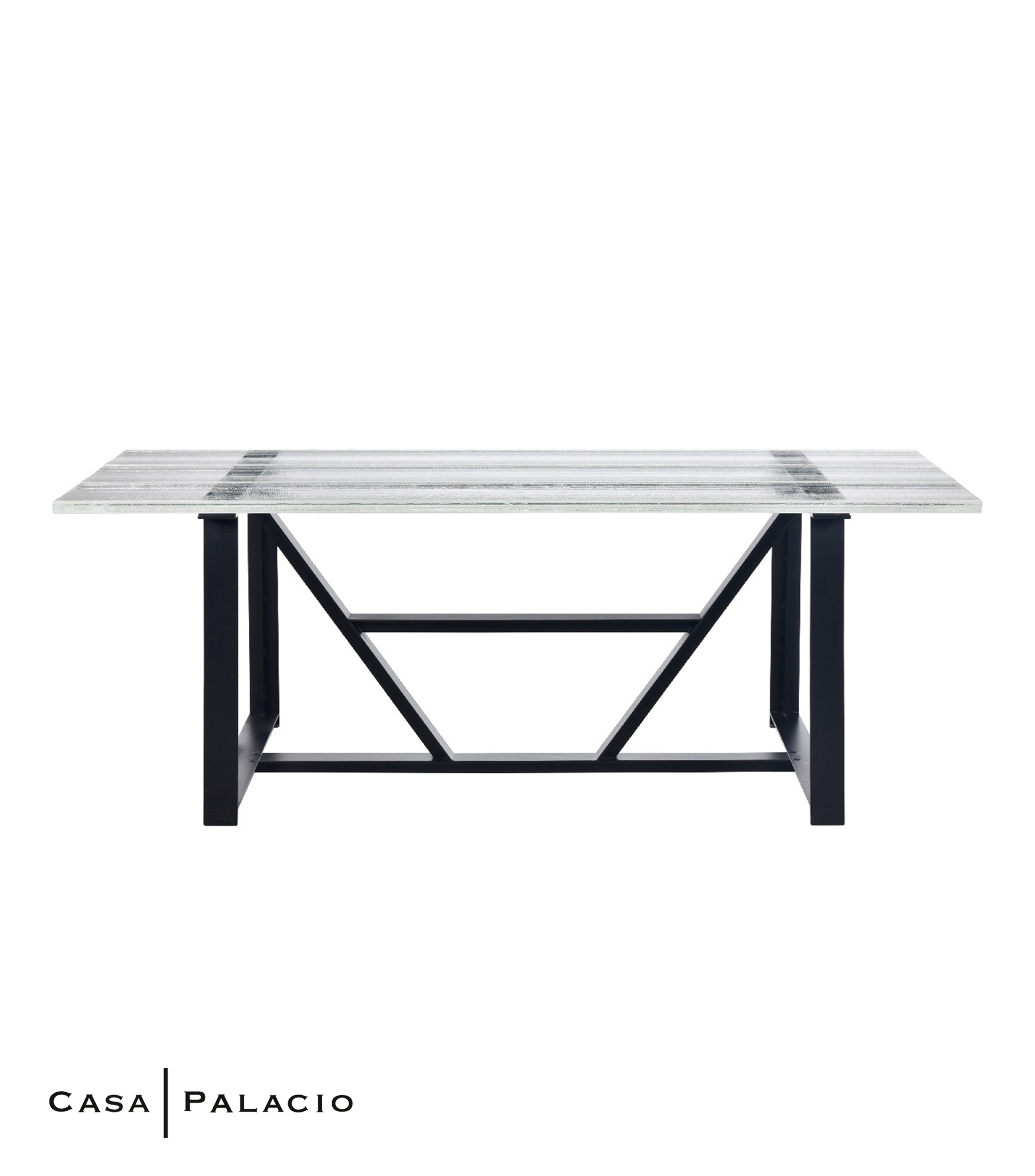 Mesa de comedor Iceberg en viga de vidrio multicolor