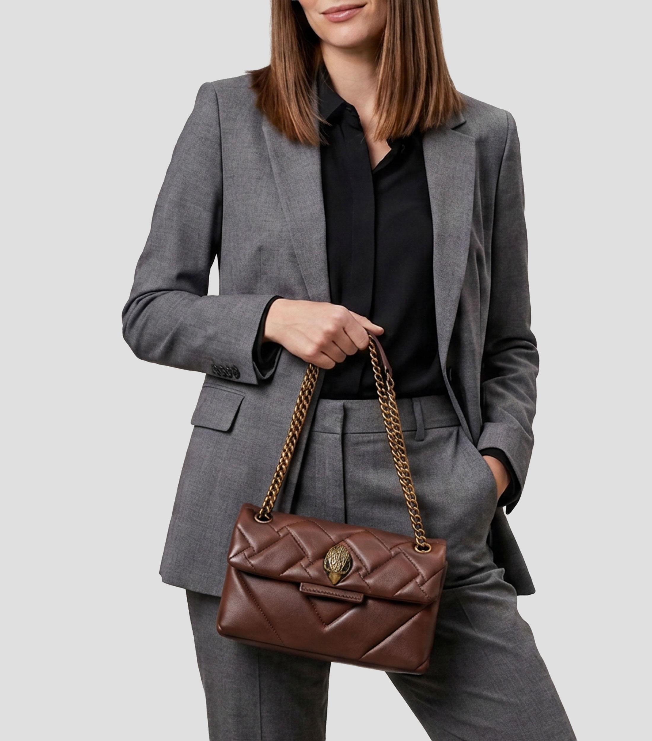 Bolsa Shoulder en piel de ovino Kensington lisa Mujer