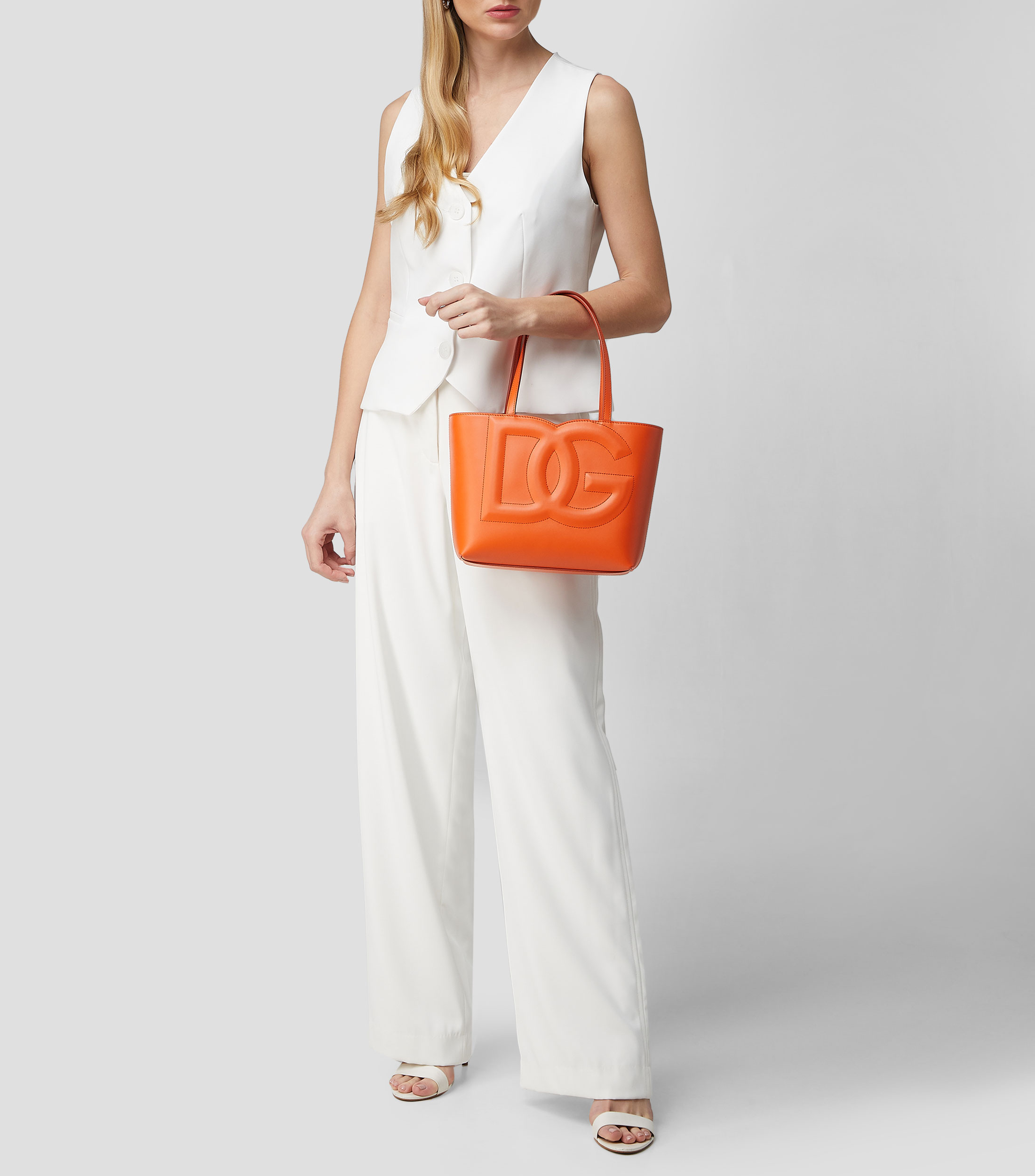 Bolso tote en piel Naranja DG Logo Mujer