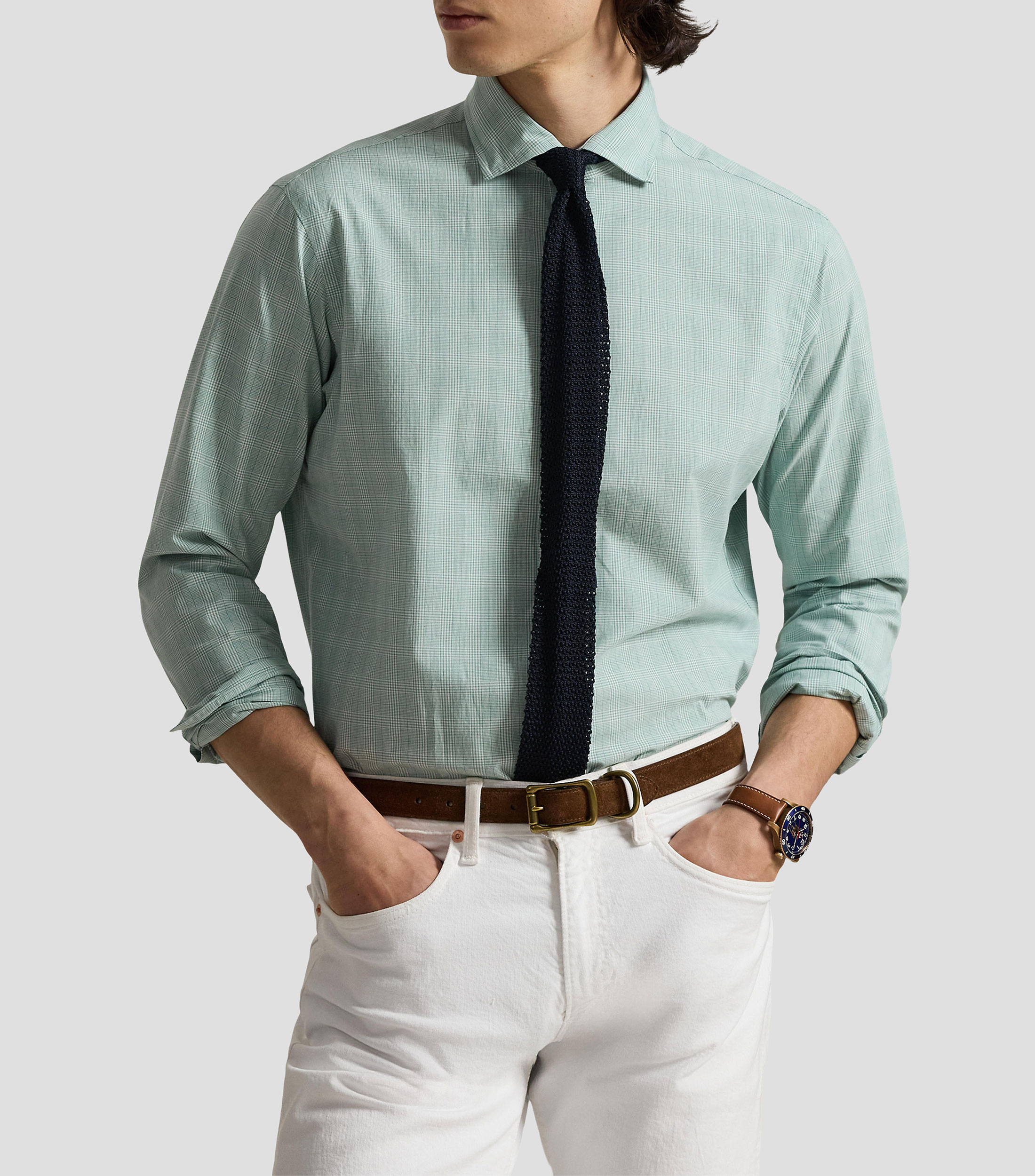Camisa a cuadros manga larga Hombre